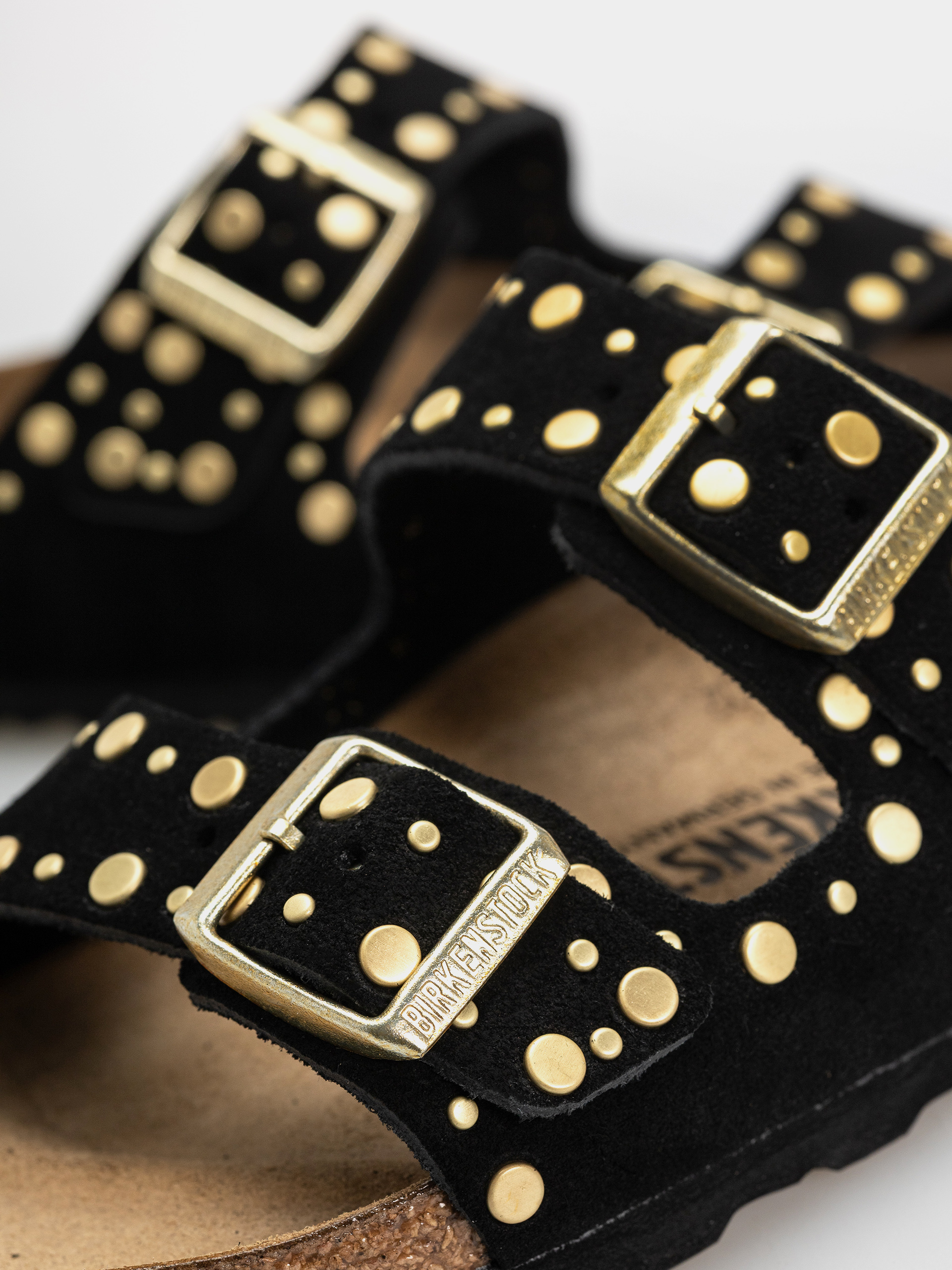 Шльопанці Birkenstock Arizona Rivets Suede Leather Narrow Wmn (black)