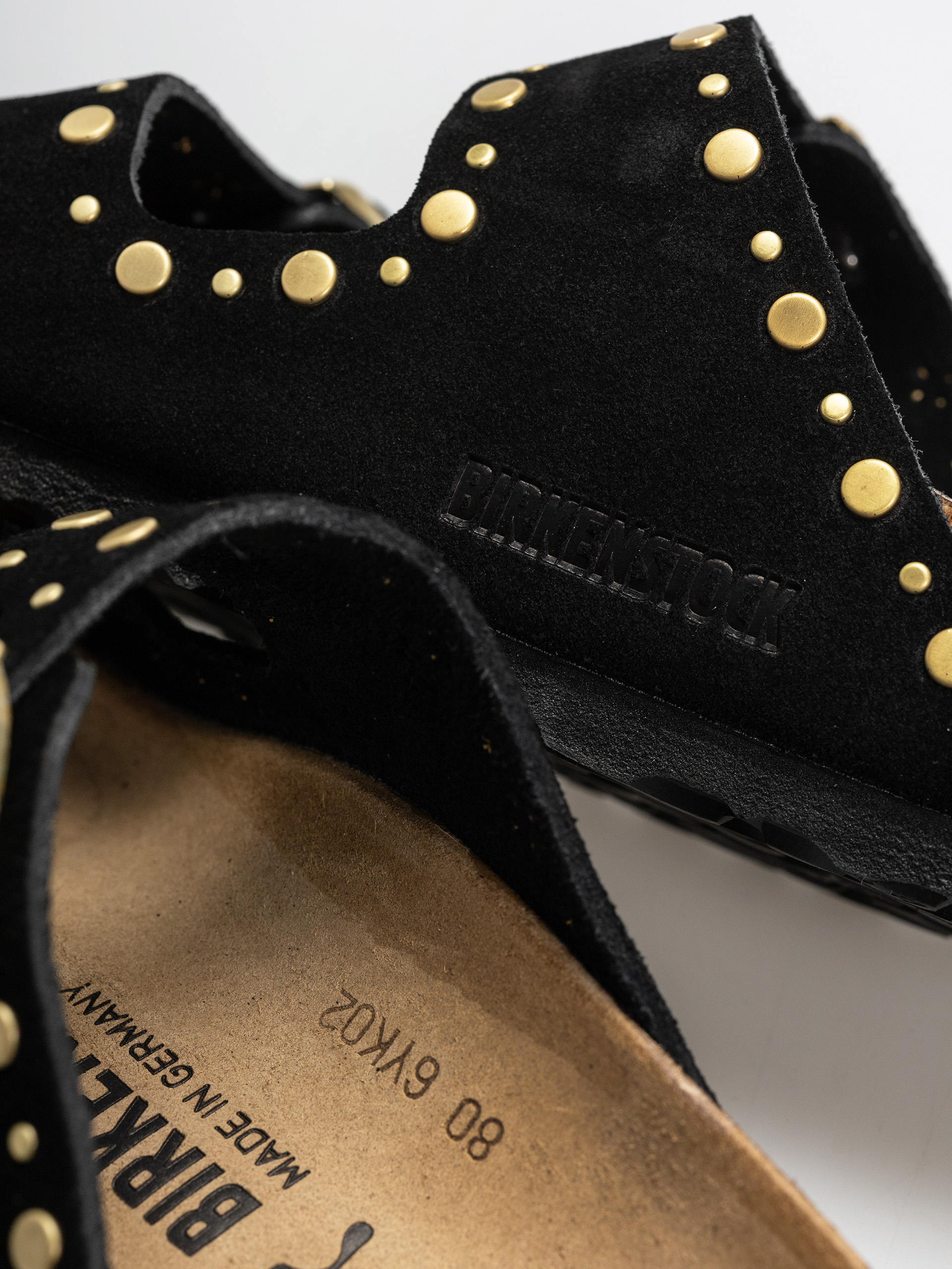 Шльопанці Birkenstock Arizona Rivets Suede Leather Narrow Wmn (black)