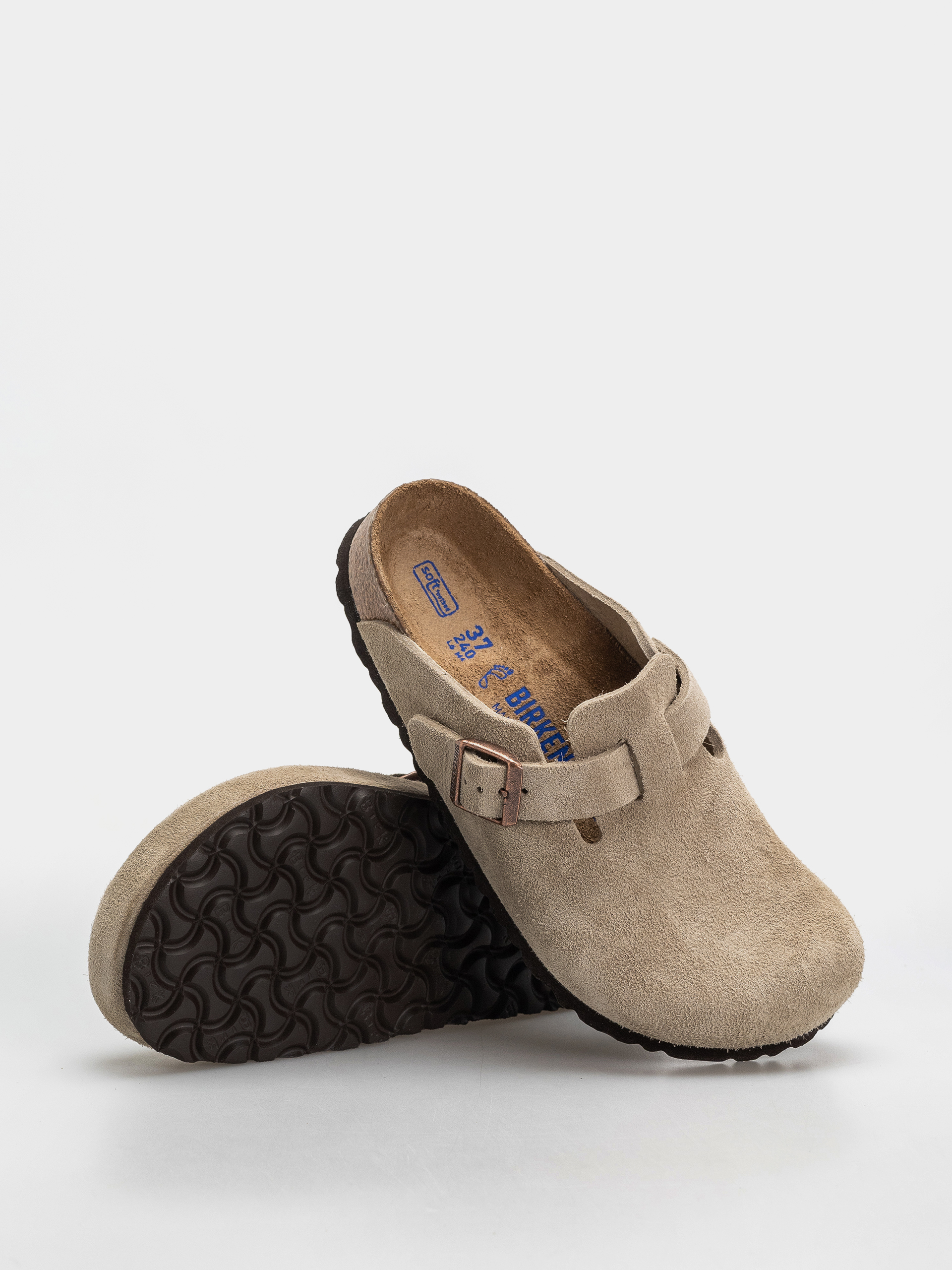 Шльопанці Birkenstock Boston Soft Footbed Suede Leather Regular (taupe)