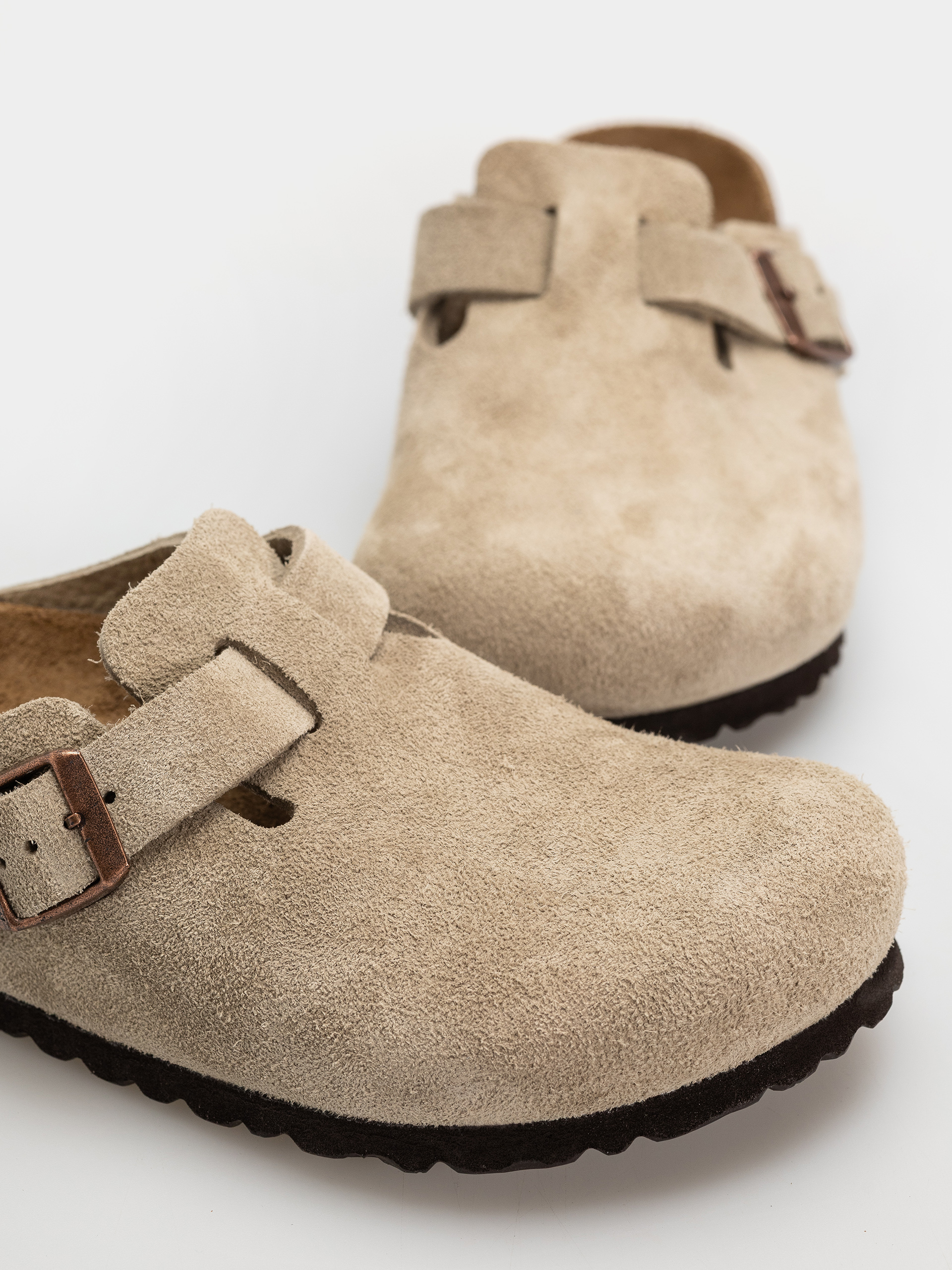 Шльопанці Birkenstock Boston Soft Footbed Suede Leather Regular (taupe)