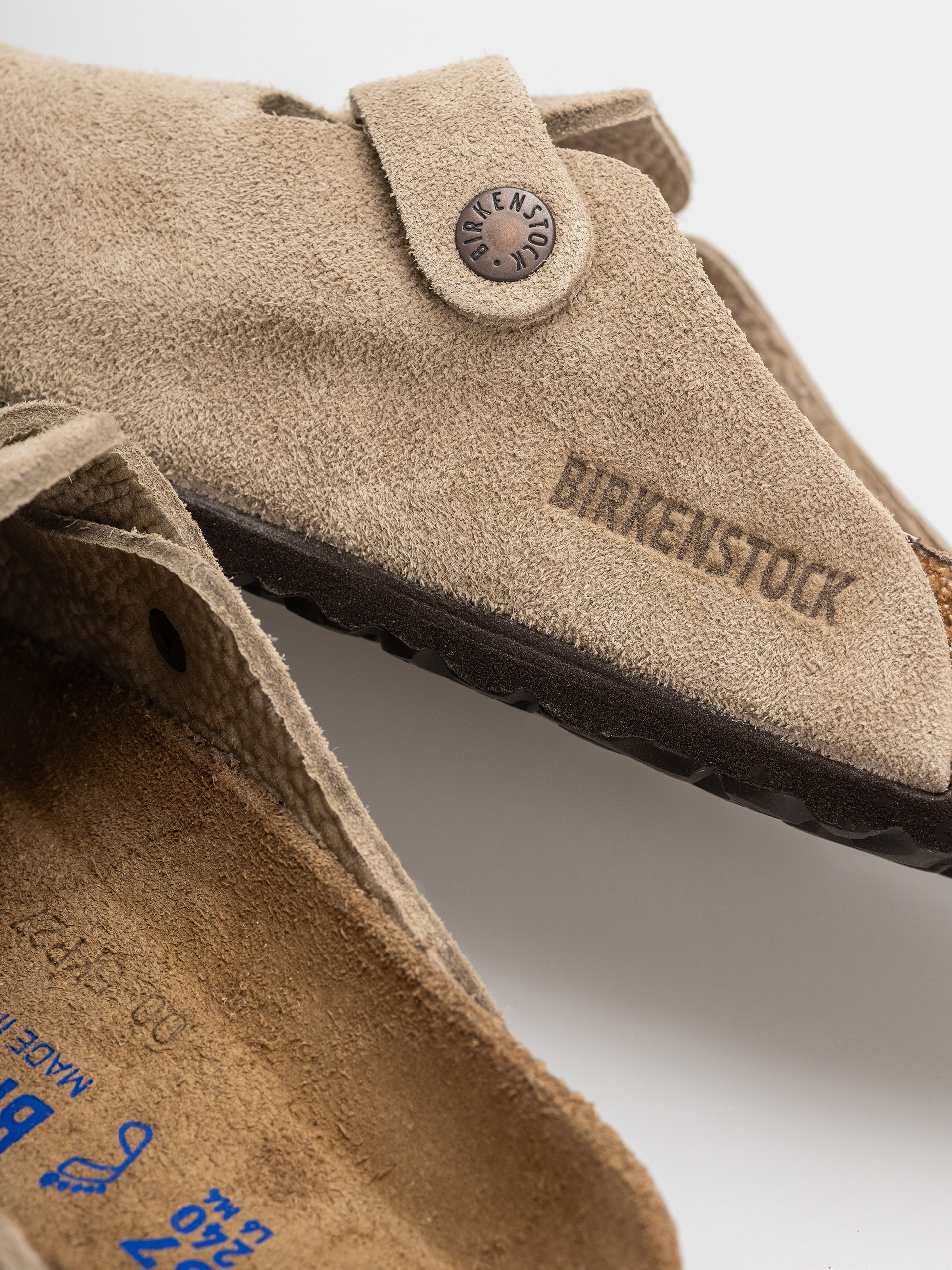 Шльопанці Birkenstock Boston Soft Footbed Suede Leather Regular (taupe)