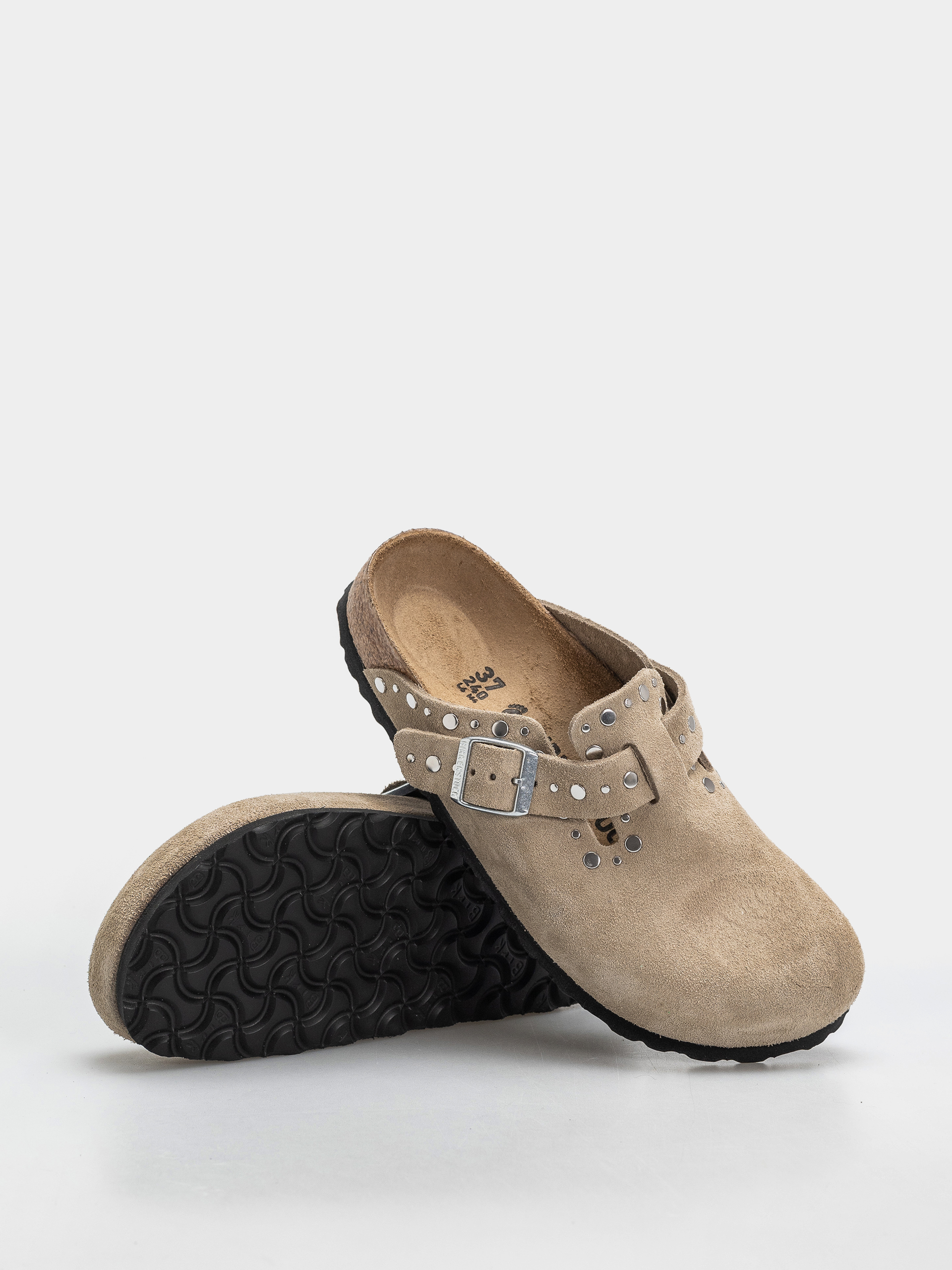 Шльопанці Birkenstock Boston Rivets Suede Leather Narrow Wmn (taupe)
