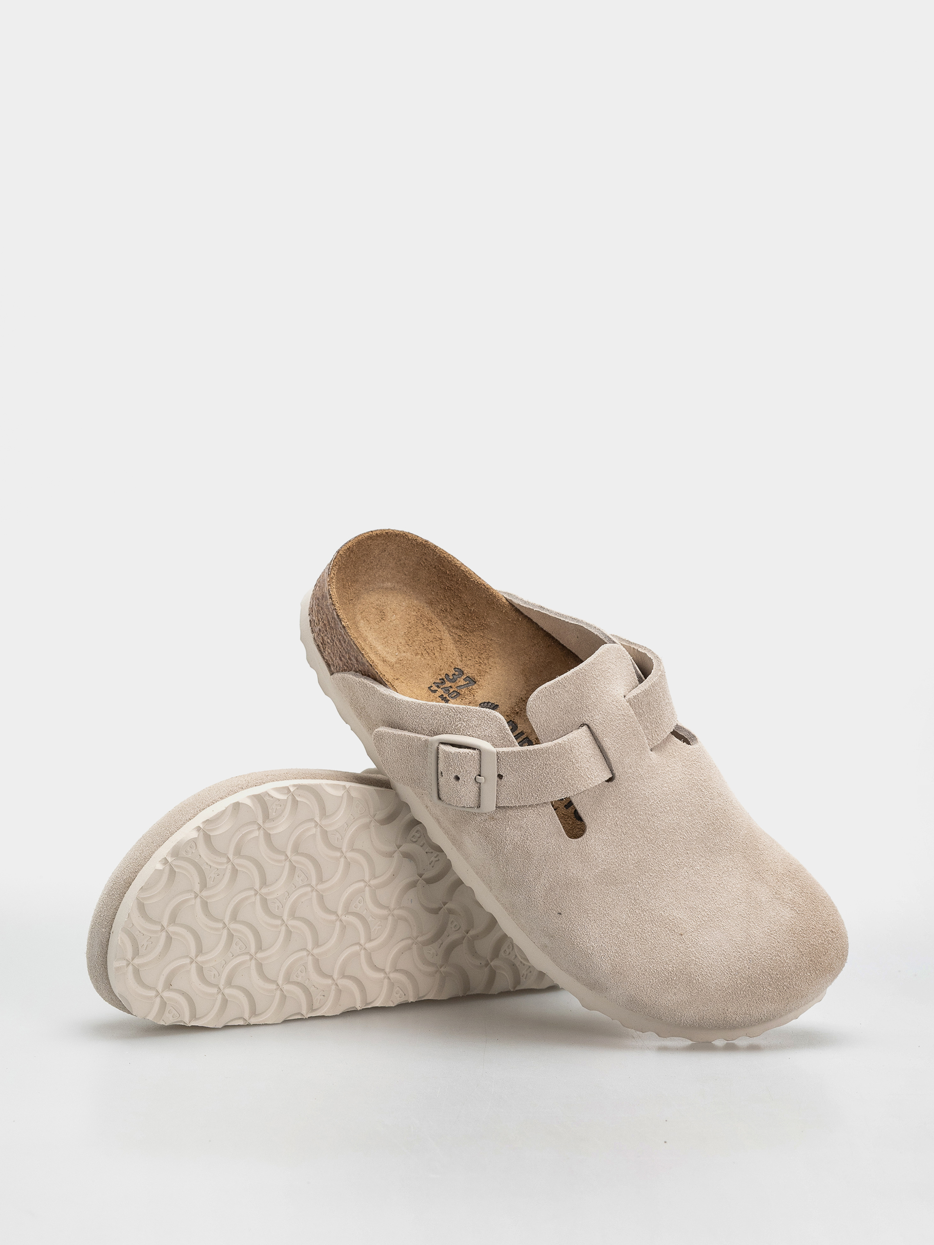 Шльопанці Birkenstock Boston Suede Leather Narrow (oyster)