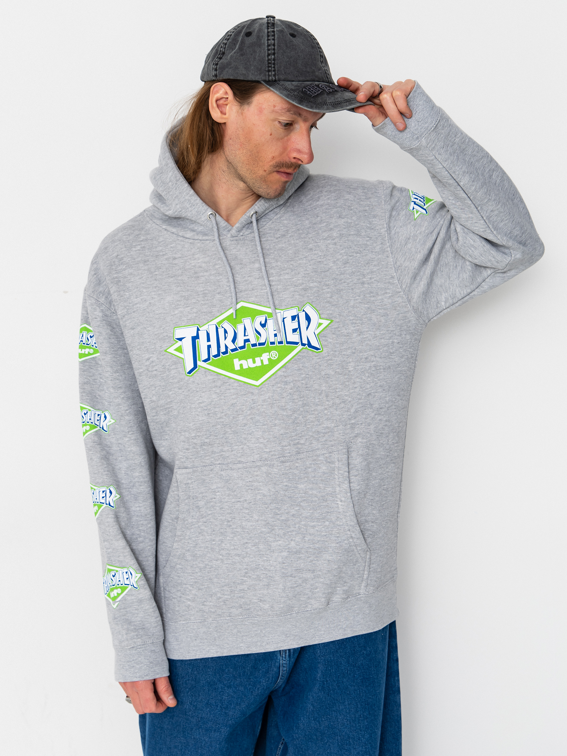 Худі HUF X Thrasher Logo HD (heather grey)