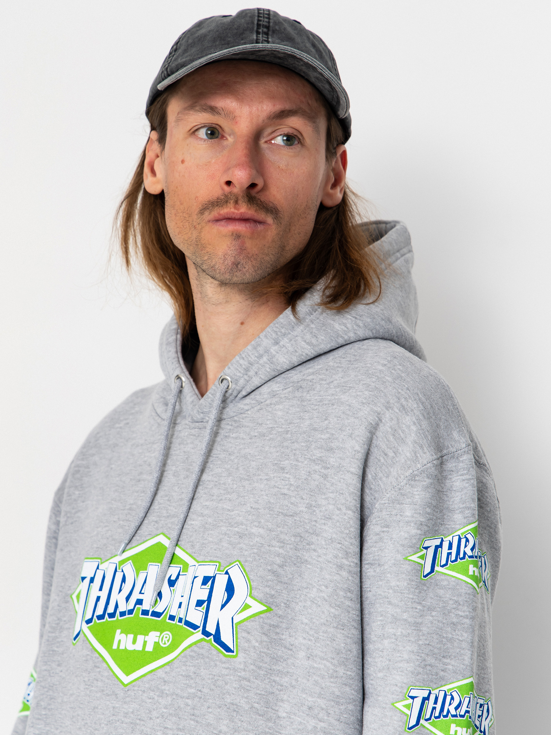 Худі HUF X Thrasher Logo HD (heather grey)