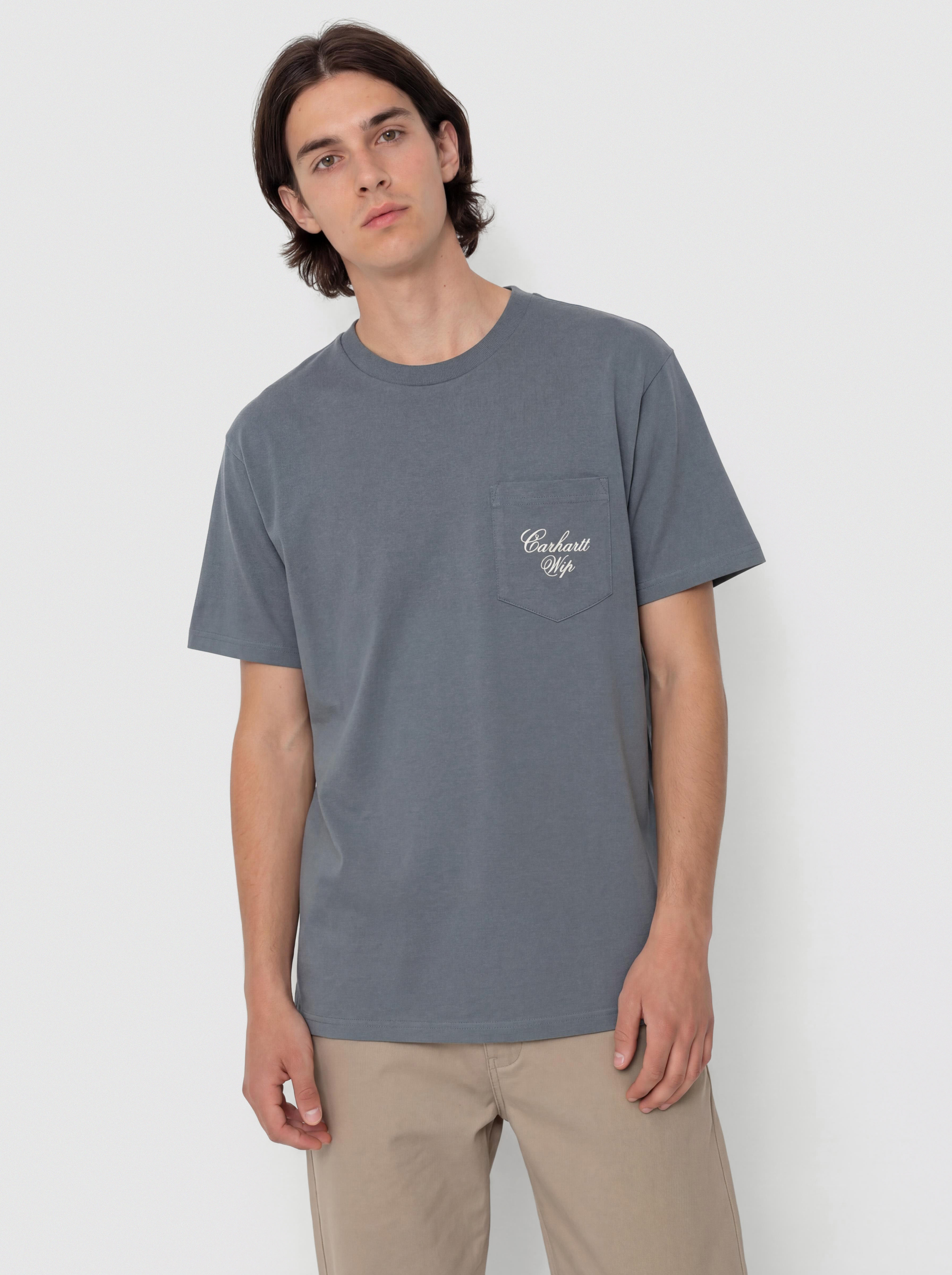 Футболка Carhartt WIP Longhand Pocket (cozy blue/white)