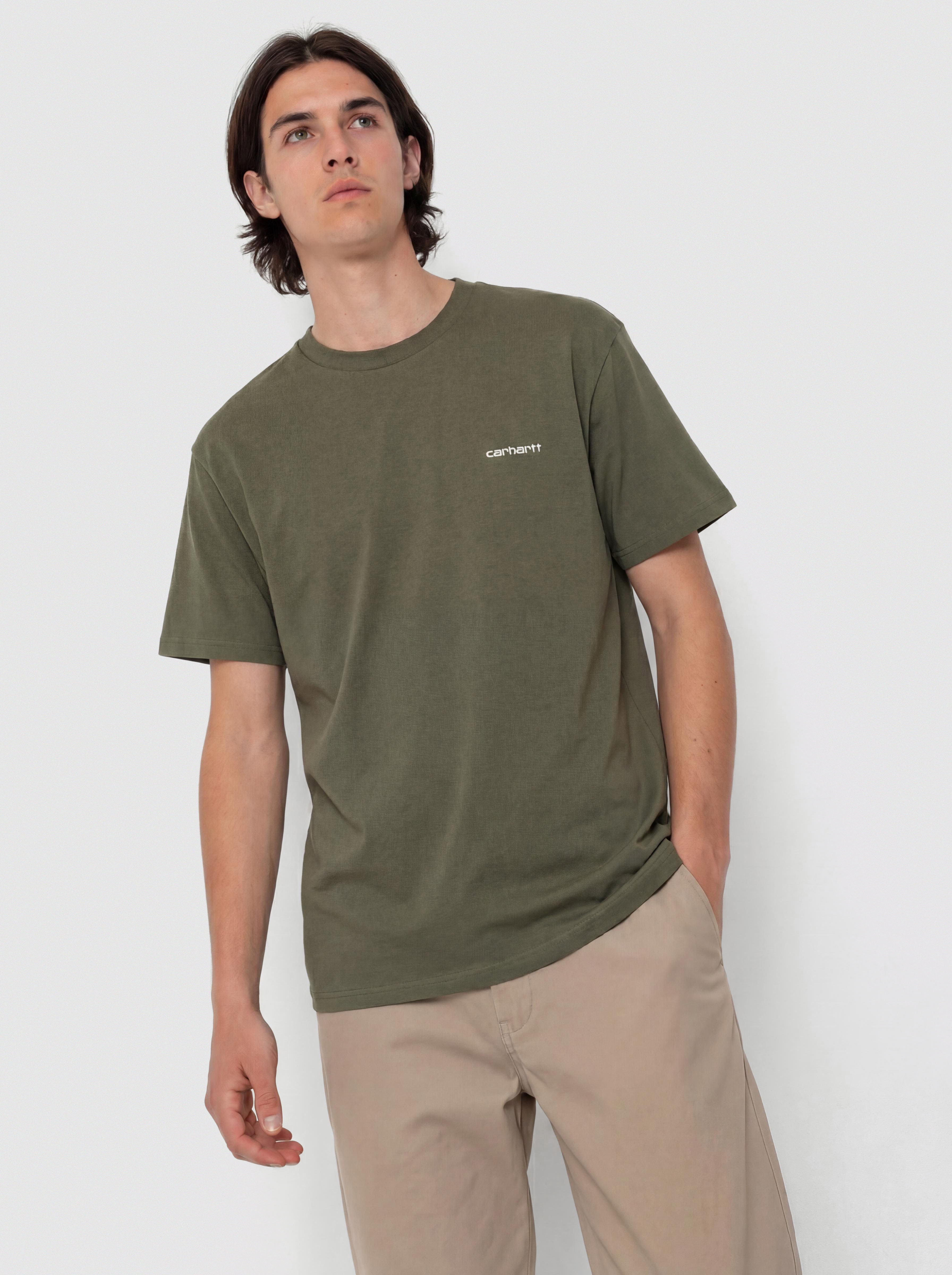 Футболка Carhartt WIP Script Embroidery (leaf/white)