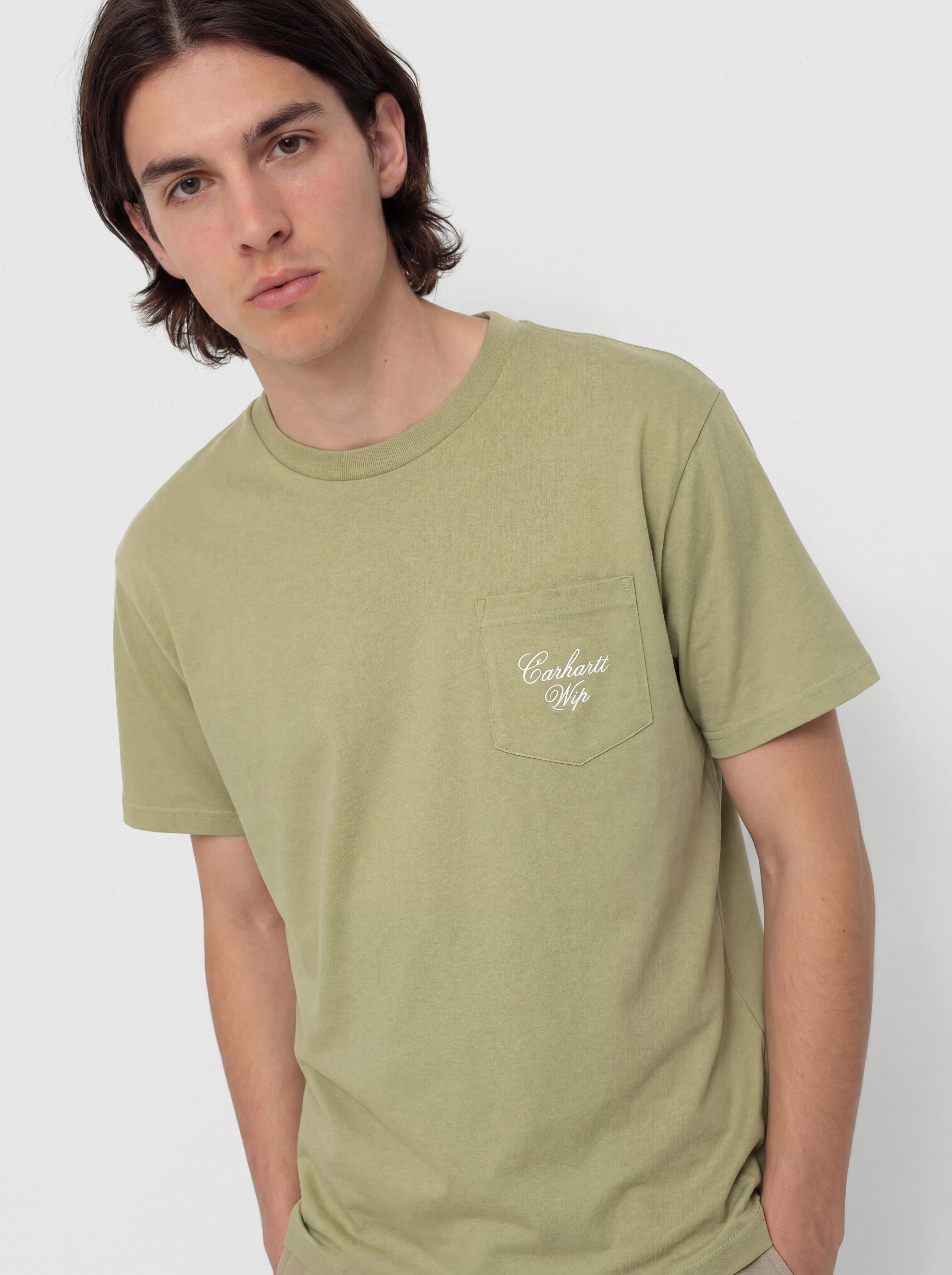 Футболка Carhartt WIP Longhand Pocket (gentle green/white)