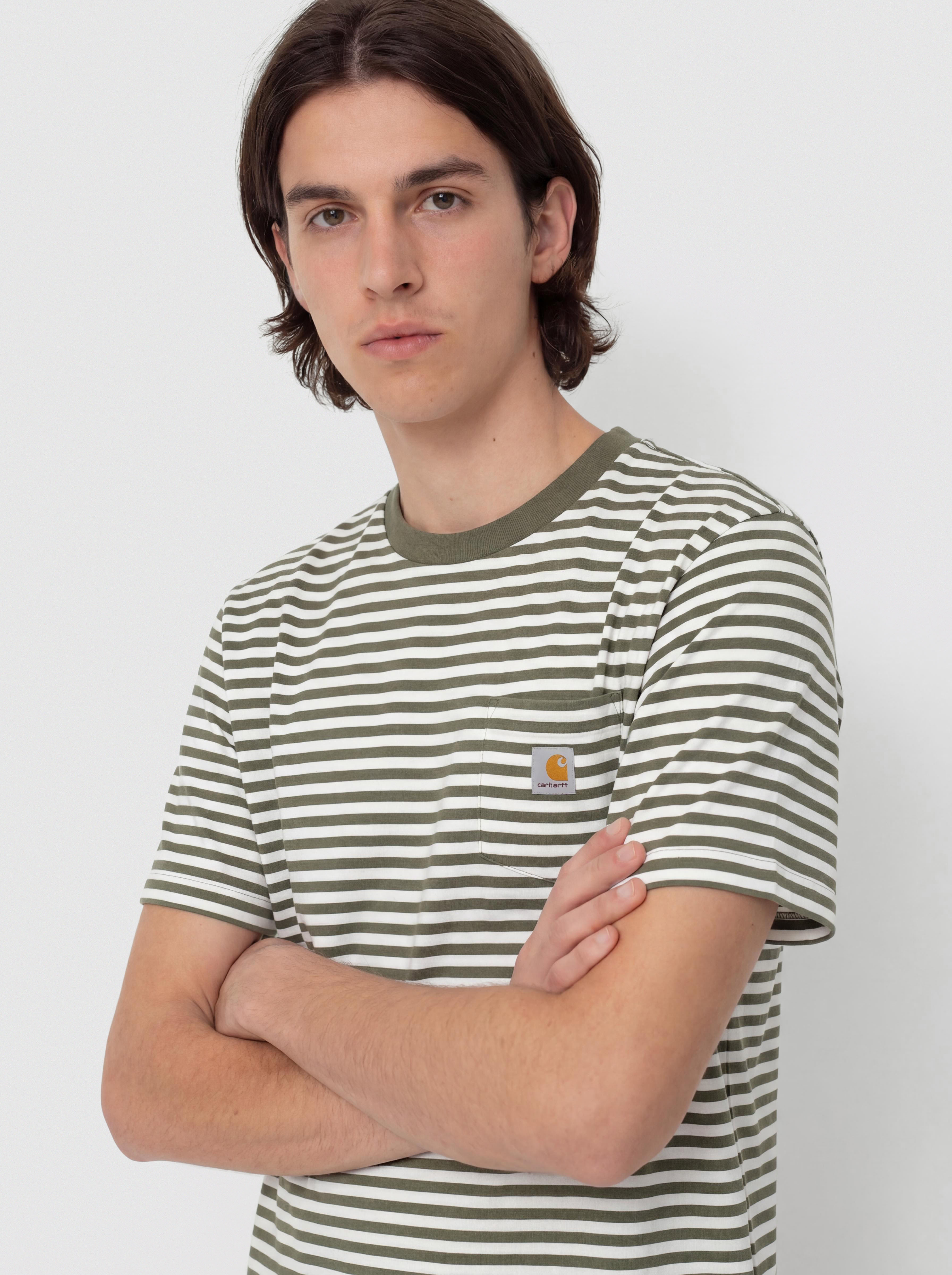 Футболка Carhartt WIP Ezra Pocket (ezra stripe/leaf/wax)