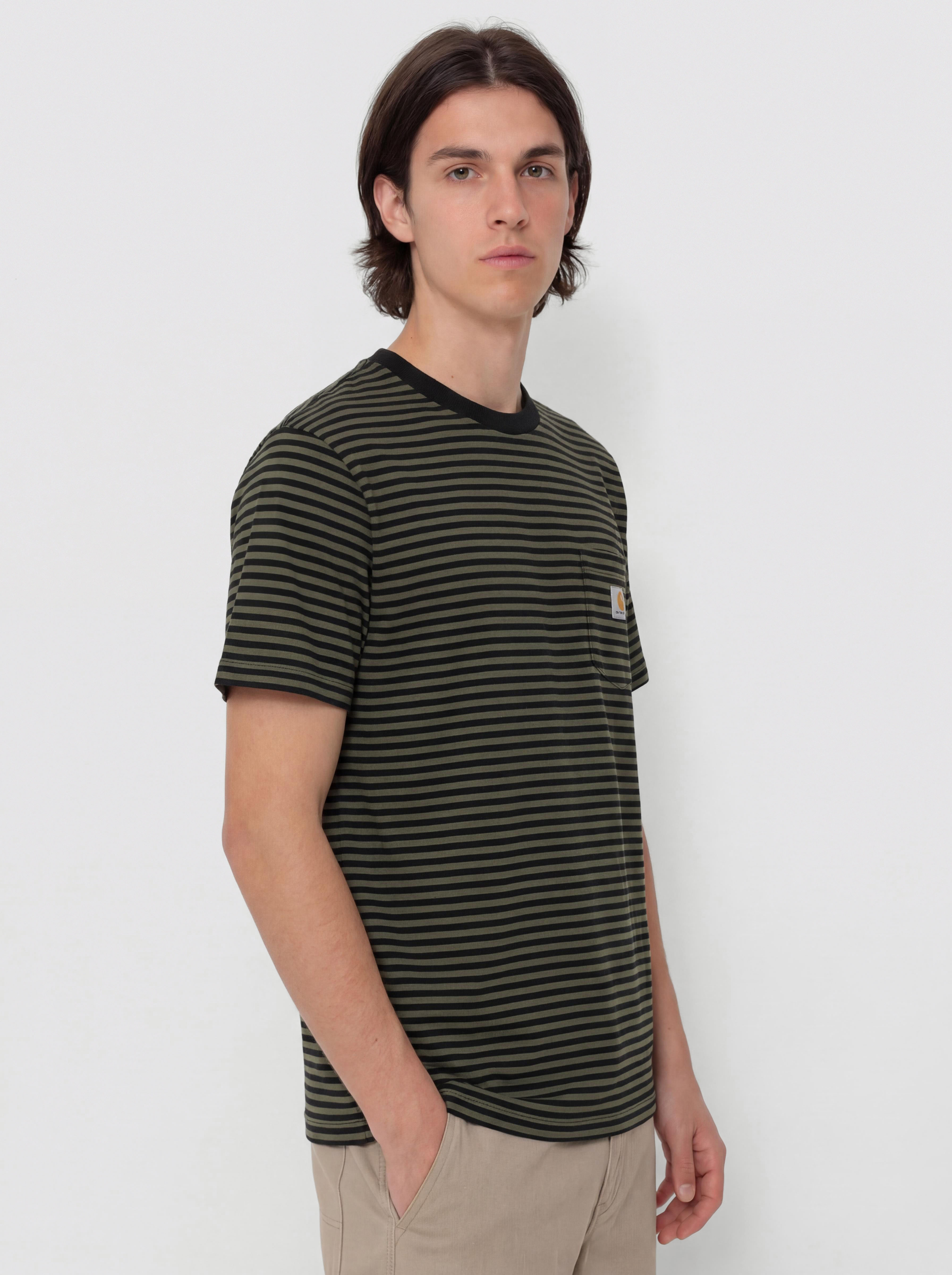 Футболка Carhartt WIP Verner Pocket (verner stripe/black/opuntia)