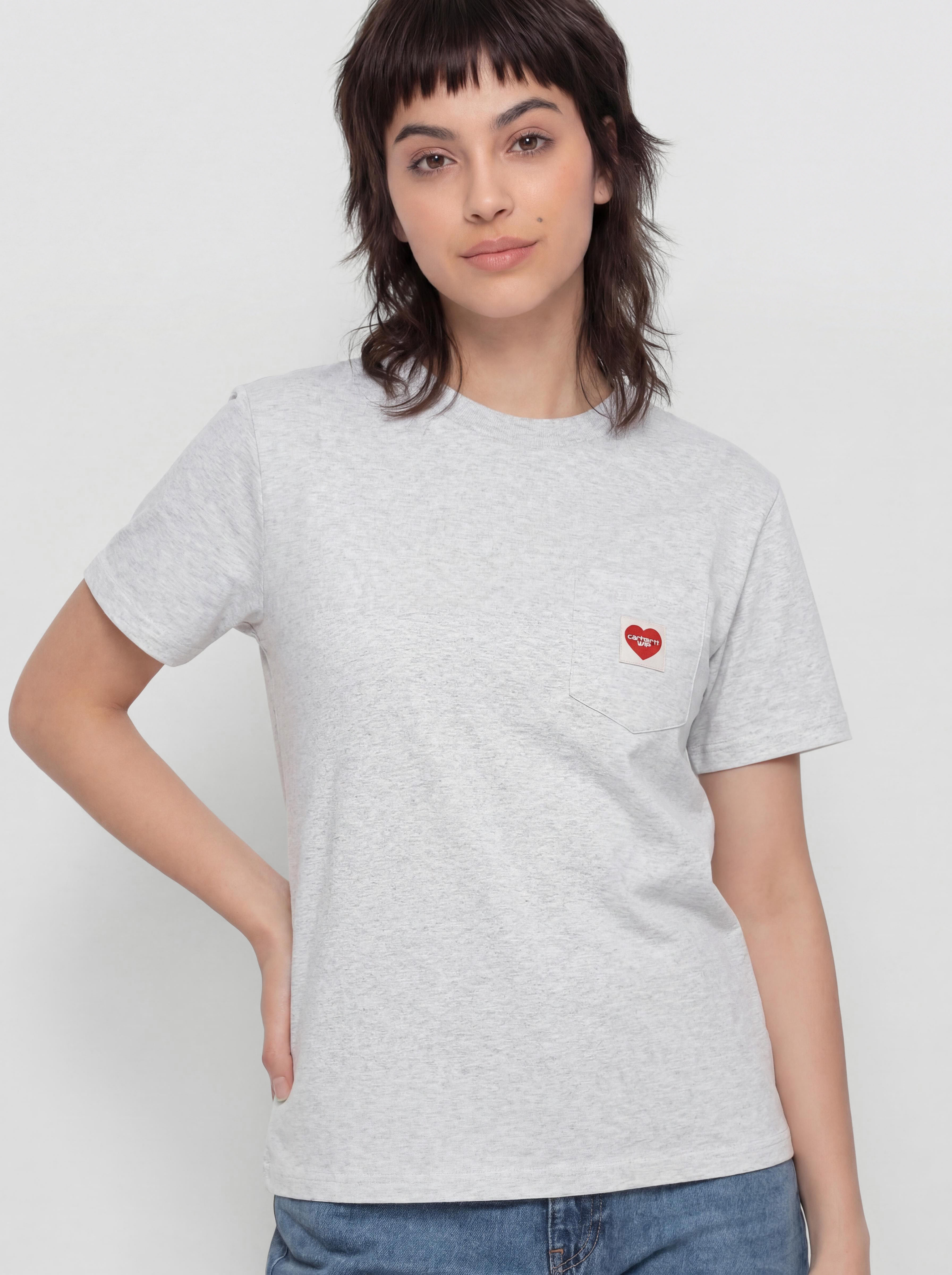 Футболка Carhartt WIP Pocket Heart Wmn (ash heather/red)