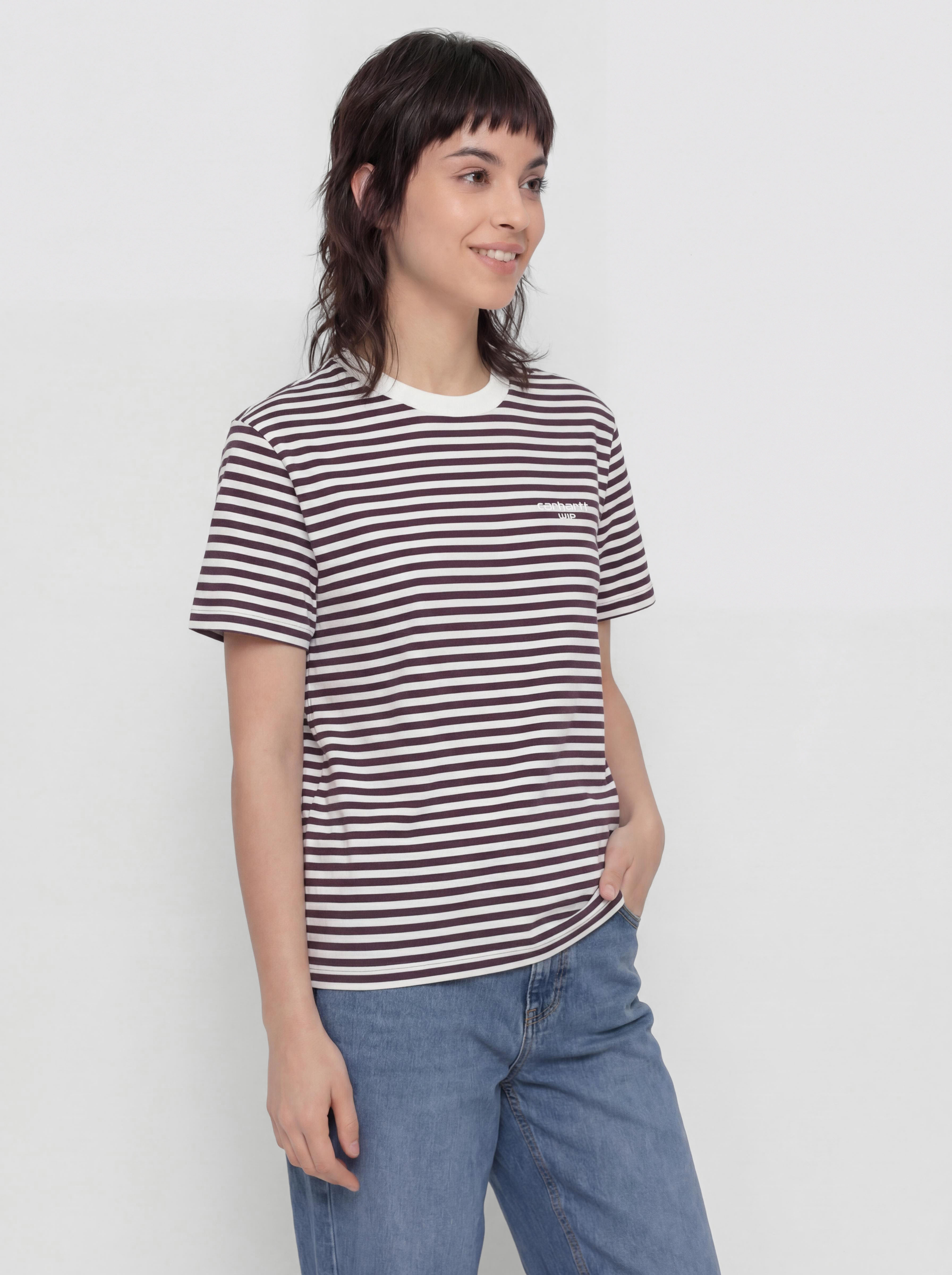 Футболка Carhartt WIP Ezra Wmn (ezra stripe/cozy purple/wax)
