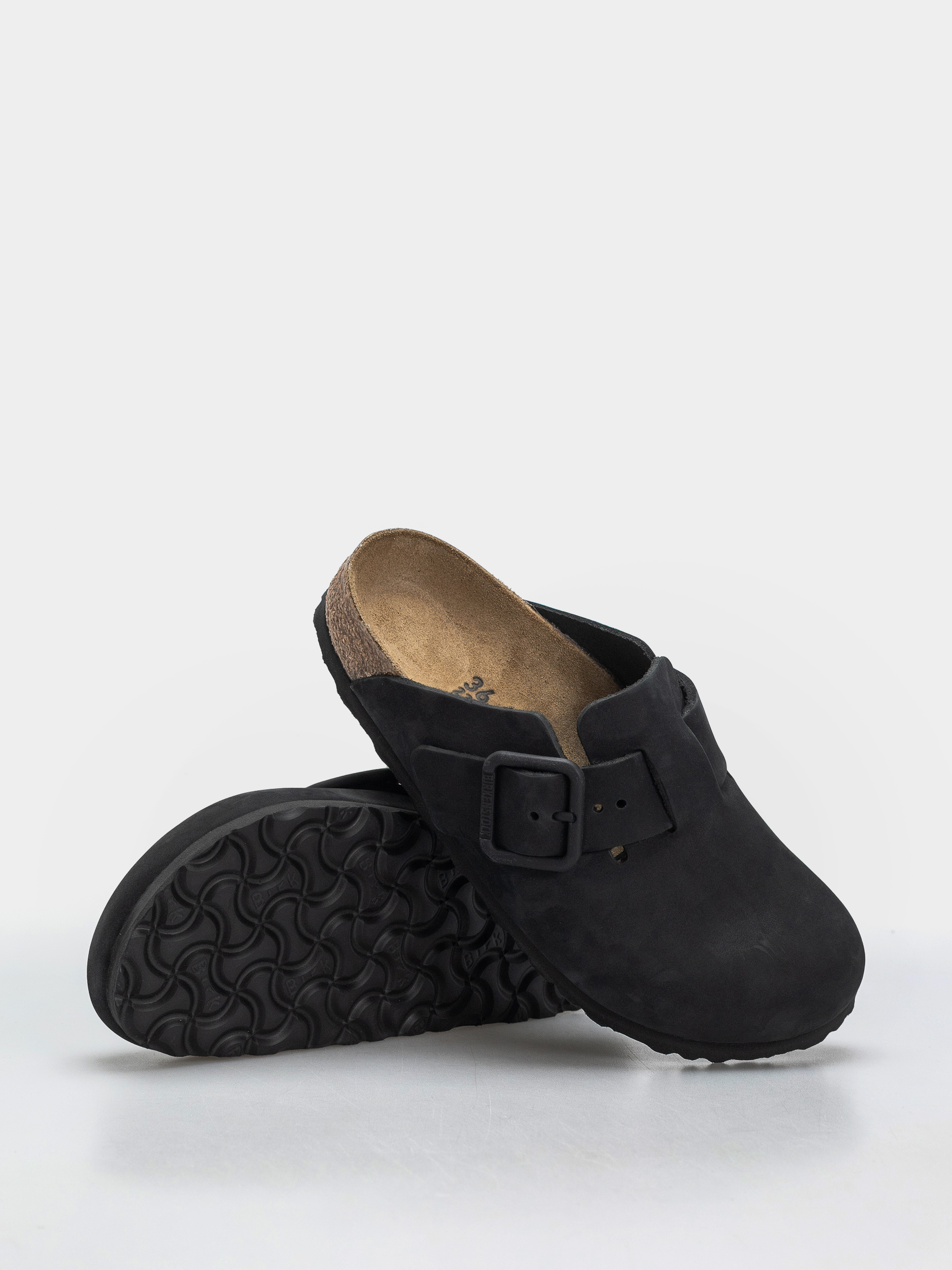 Шльопанці Birkenstock Boston Wire Buckle Nubuck Leather Narrow (black)