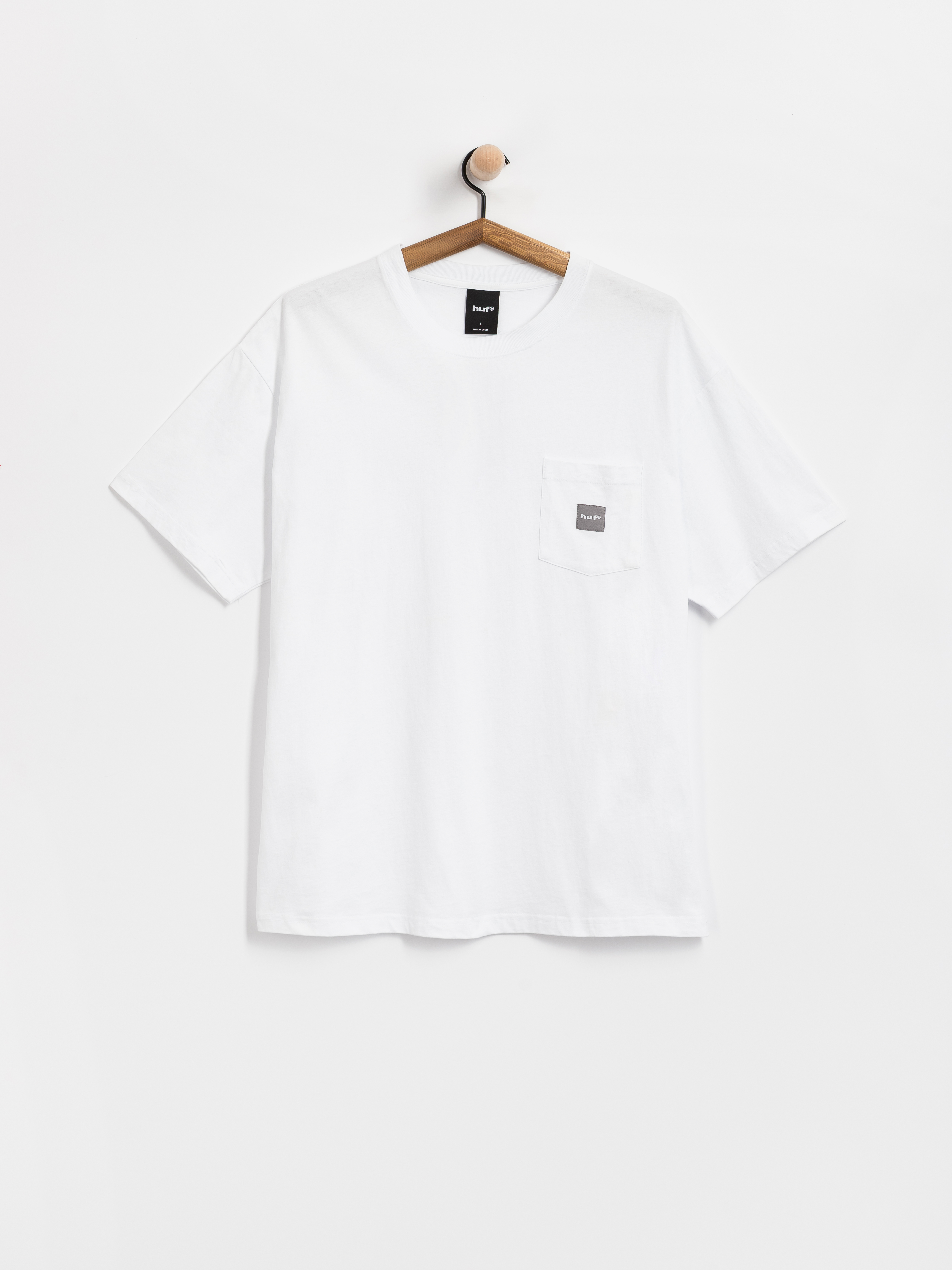 Футболка HUF Box Logo Pocket (white/grey)