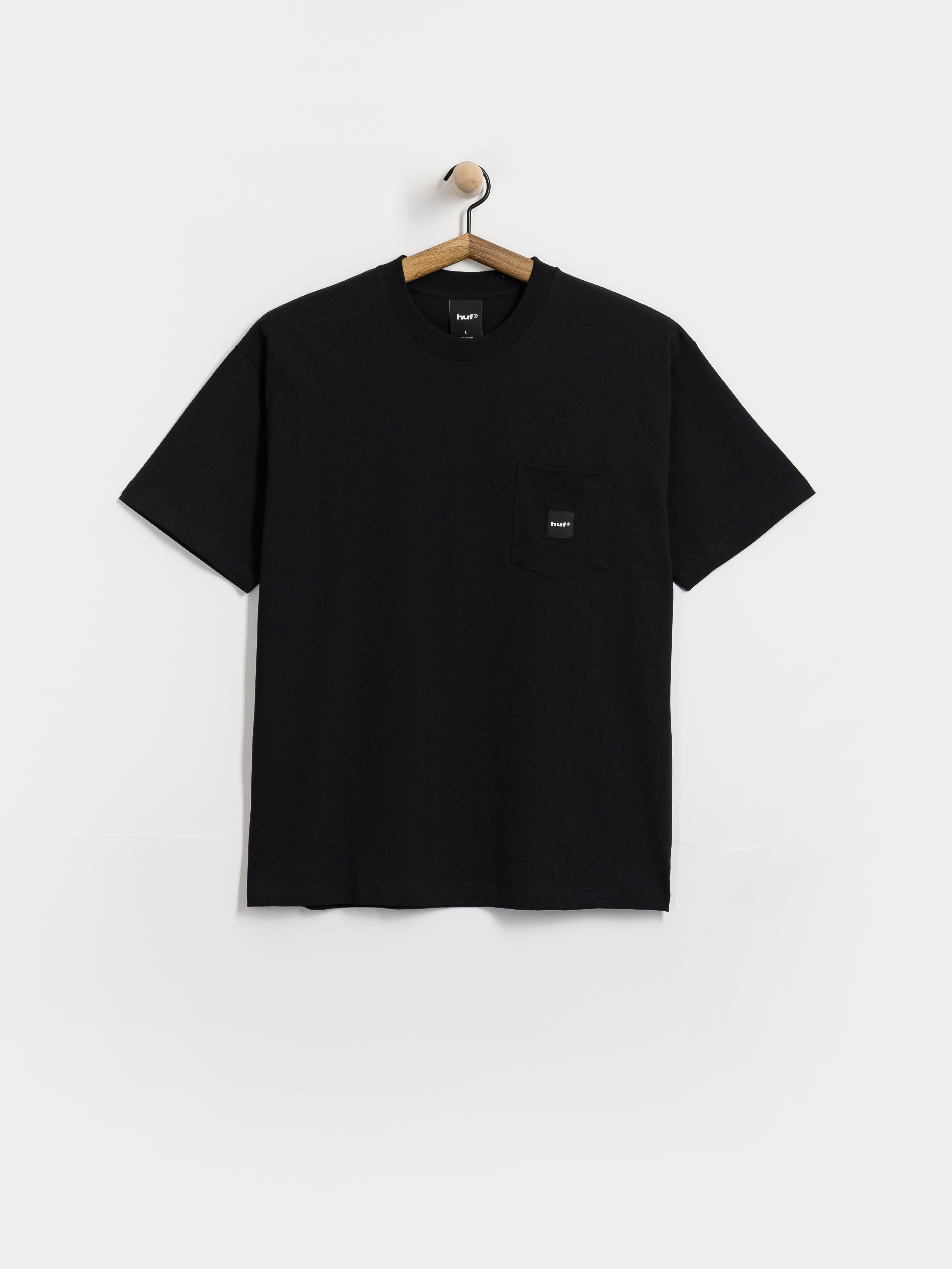 Футболка HUF Box Logo Pocket (black/black)