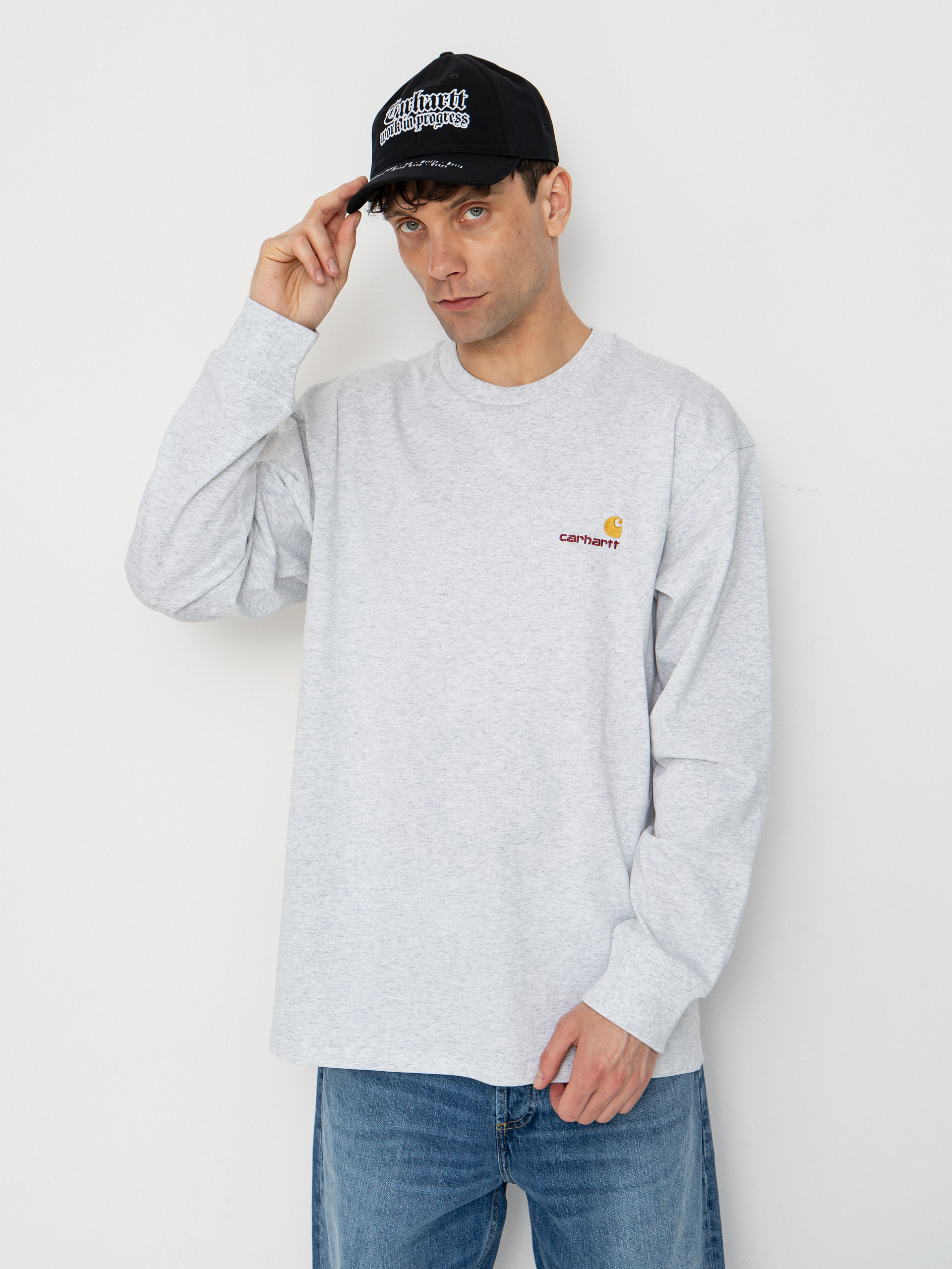 Лонгслів Carhartt WIP American Script (ash heather)