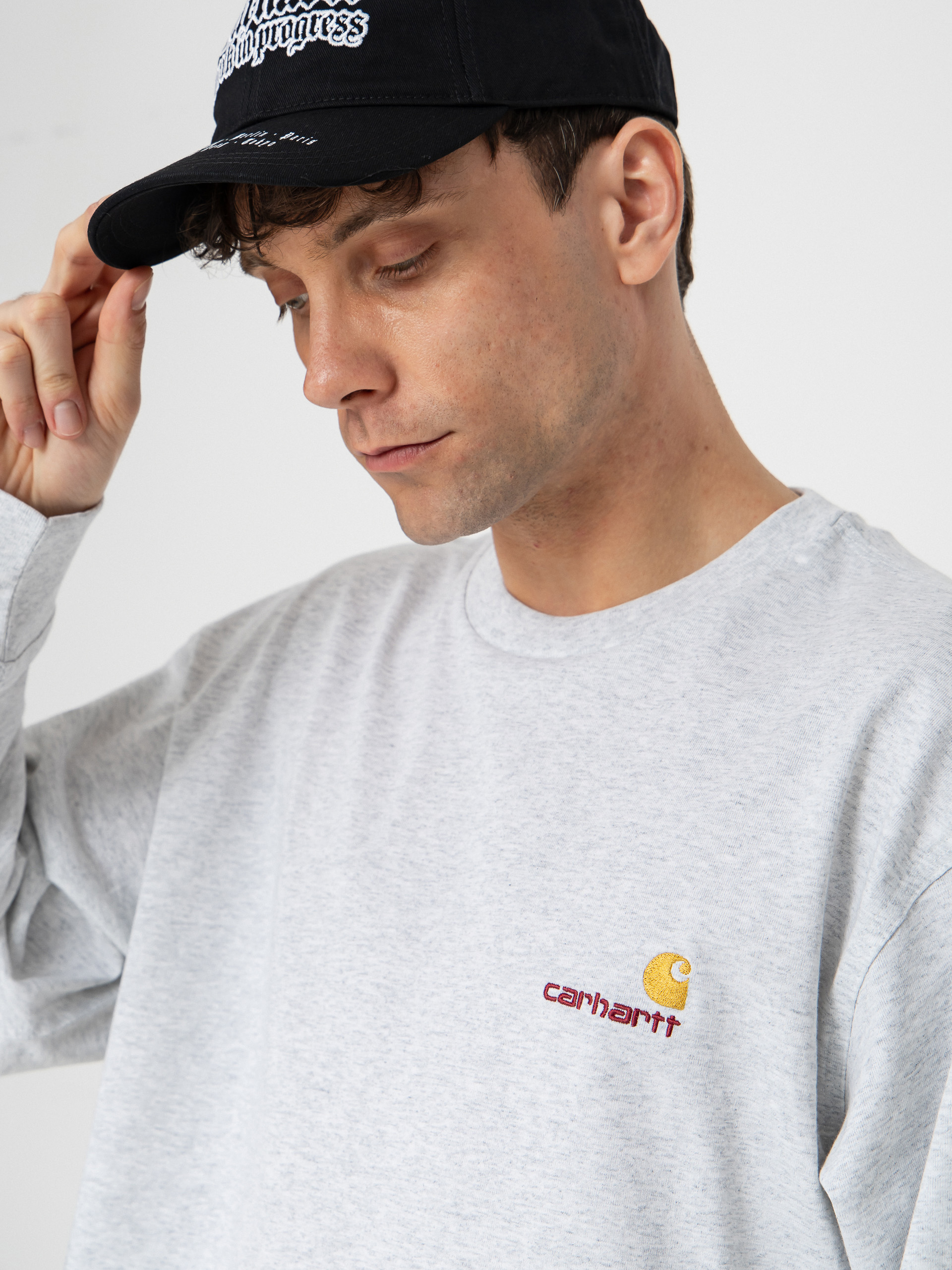 Лонгслів Carhartt WIP American Script (ash heather)