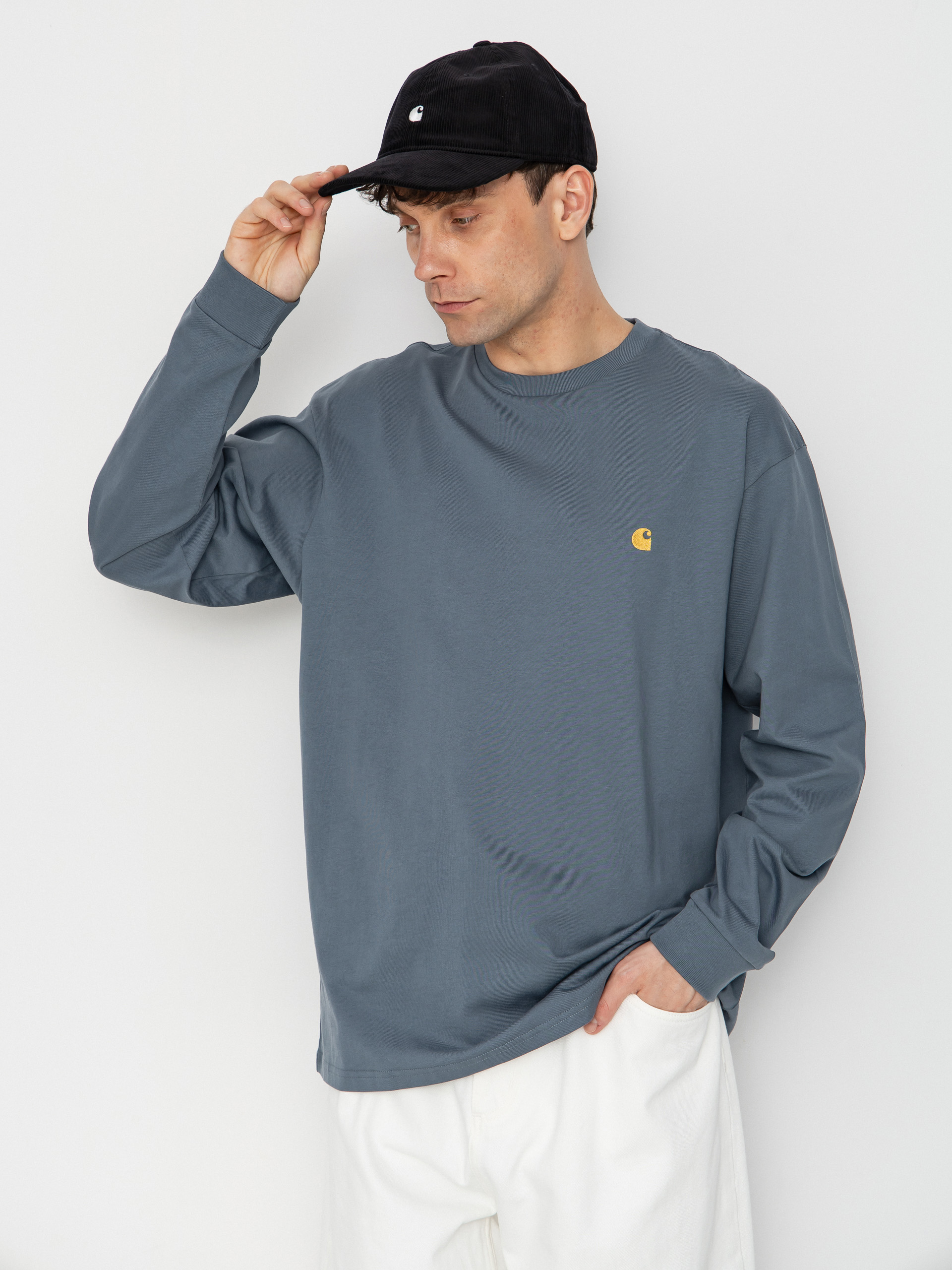 Лонгслів Carhartt WIP Chase (cozy blue/gold)