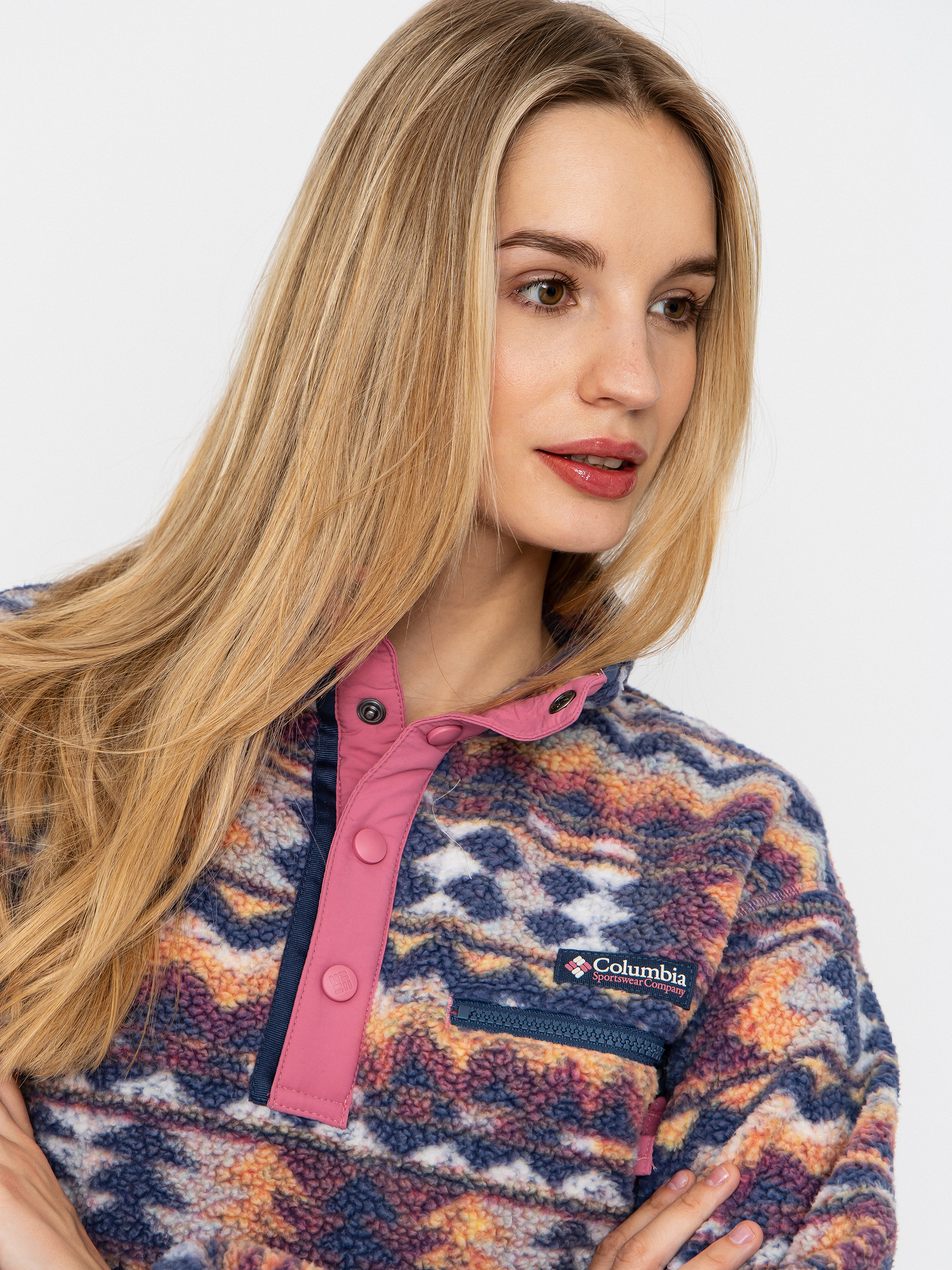 Жіночий Флісовий светр Columbia Helvetia II Printed Cropped Half Snap (sea salt/retrotree)