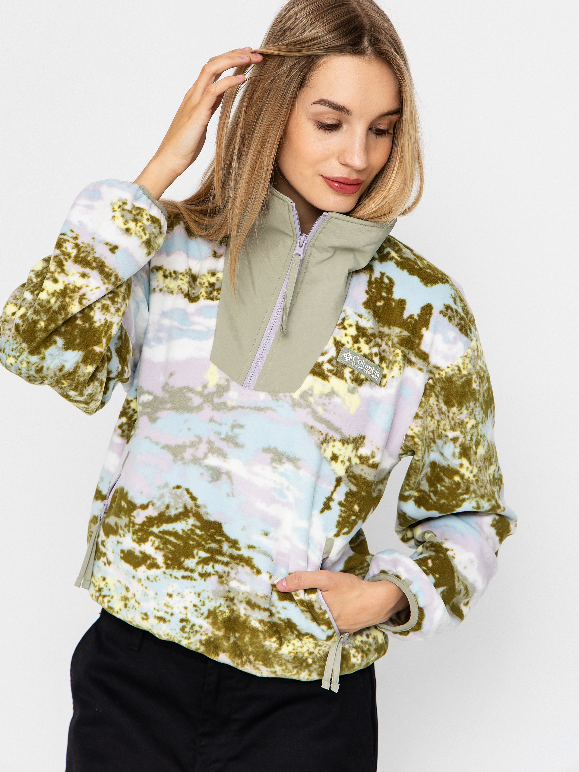 Жіночий Флісовий светр Columbia Sequoia Grove Printed Half Zip (citron haze/fieldaze)