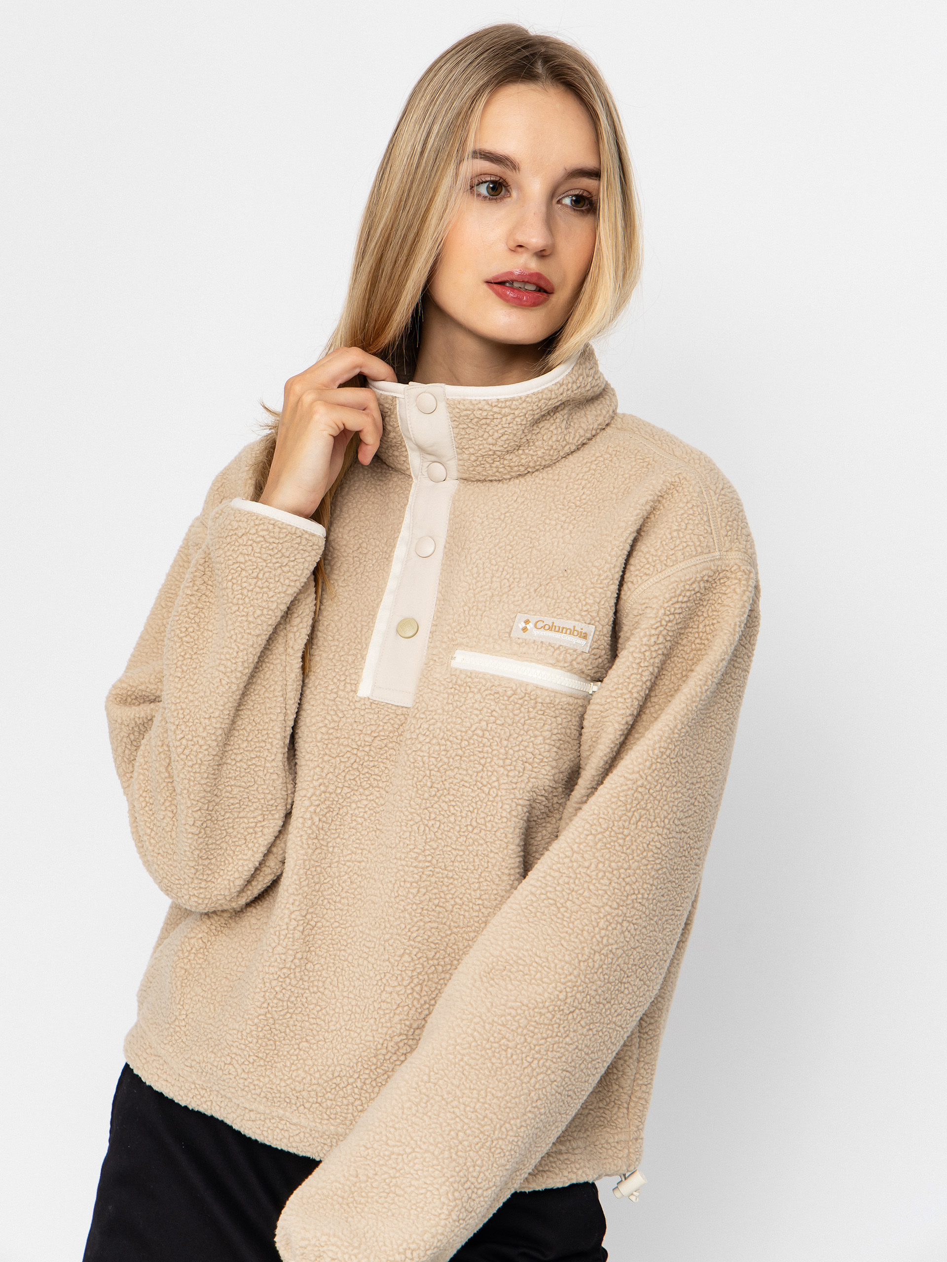 Флісовий светр Columbia Helvetia II Cropped Half Snap Wmn (ancient fossil/dark stone/chalk)