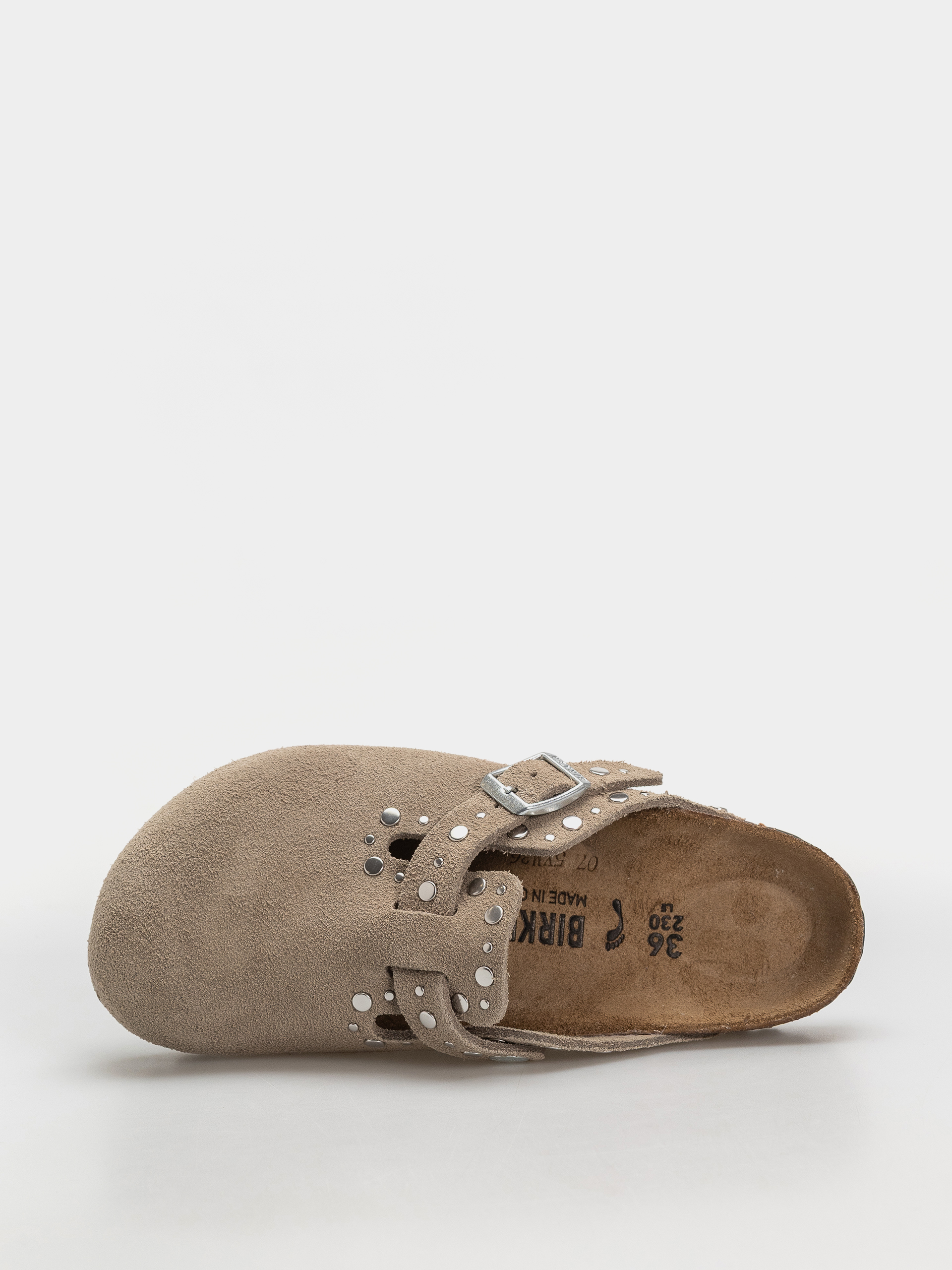 Шльопанці Birkenstock Boston Rivets Suede Leather Narrow Wmn (taupe)