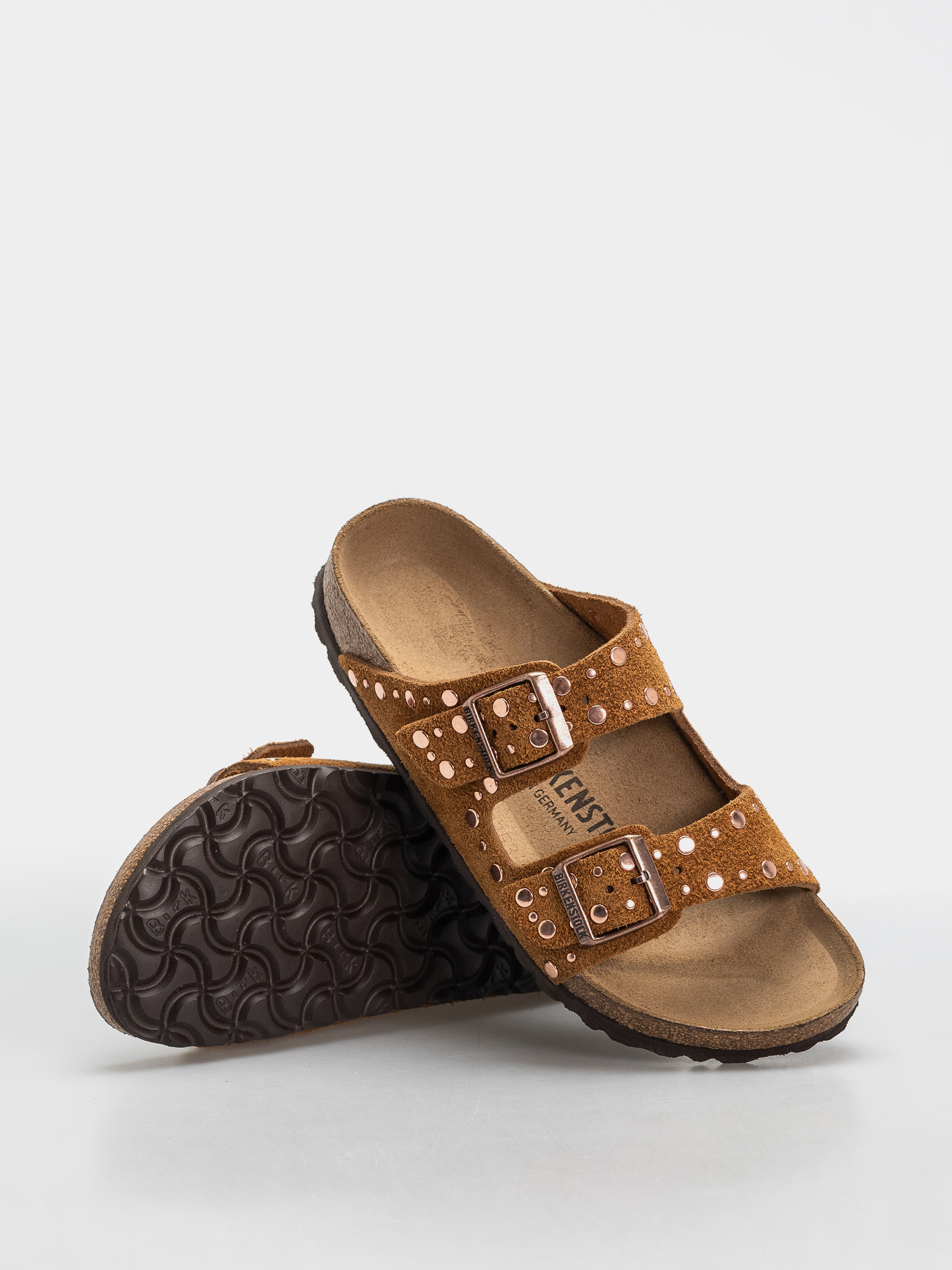 Шльопанці Birkenstock Arizona Rivets Suede Leather Narrow Wmn (mink)