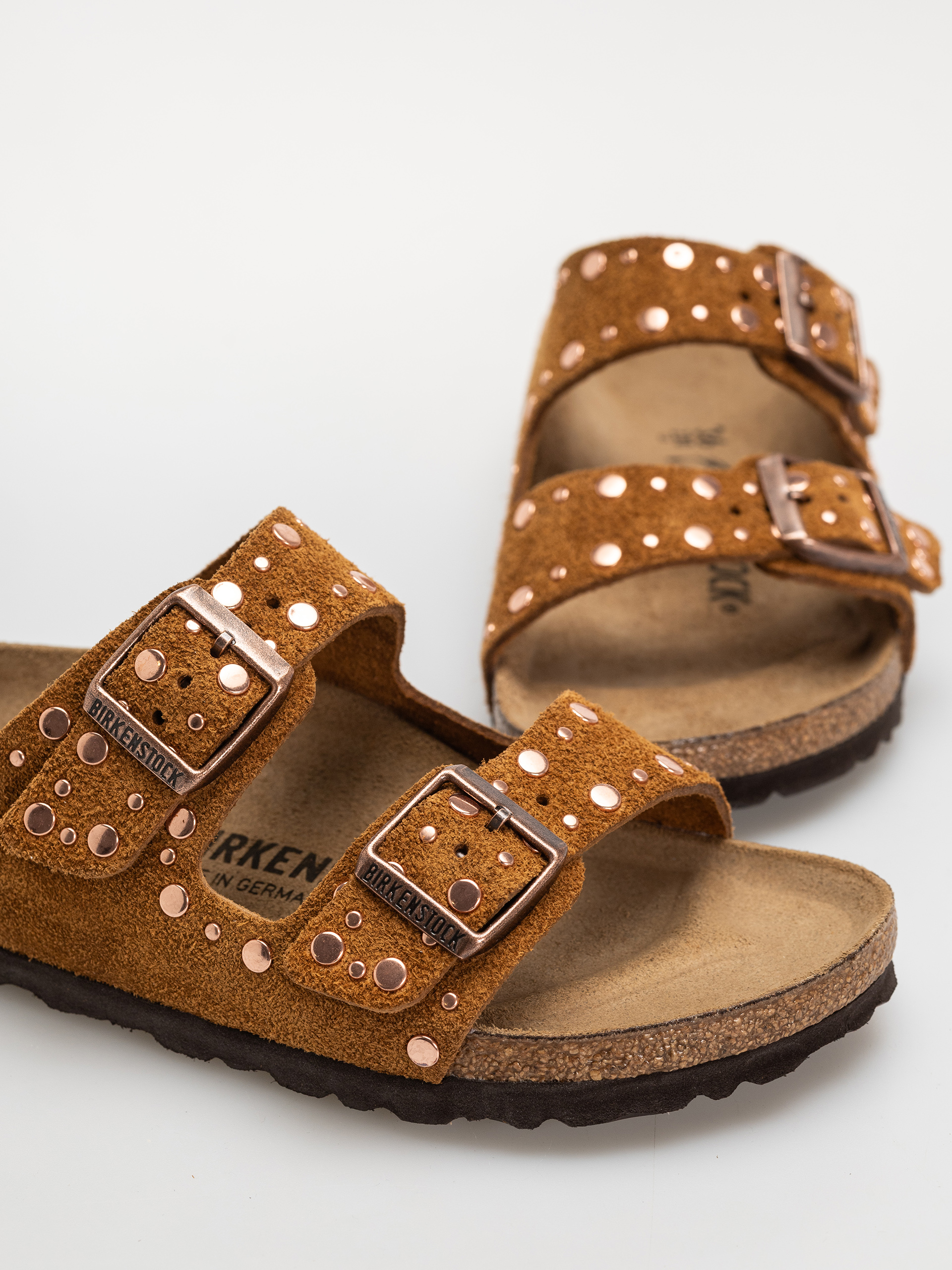 Шльопанці Birkenstock Arizona Rivets Suede Leather Narrow Wmn (mink)