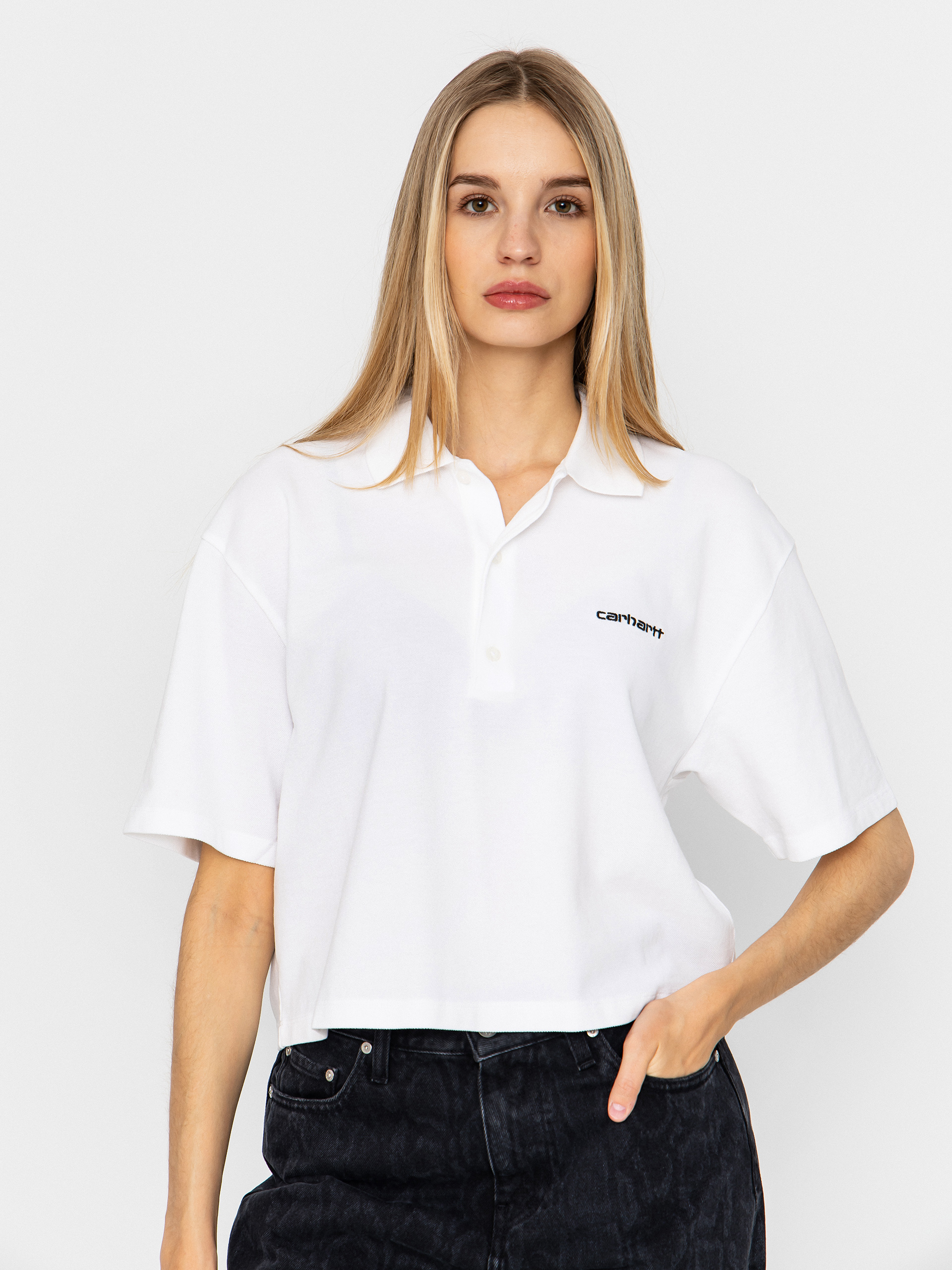 Футболка Carhartt WIP Script Polo Wmn (white/black)