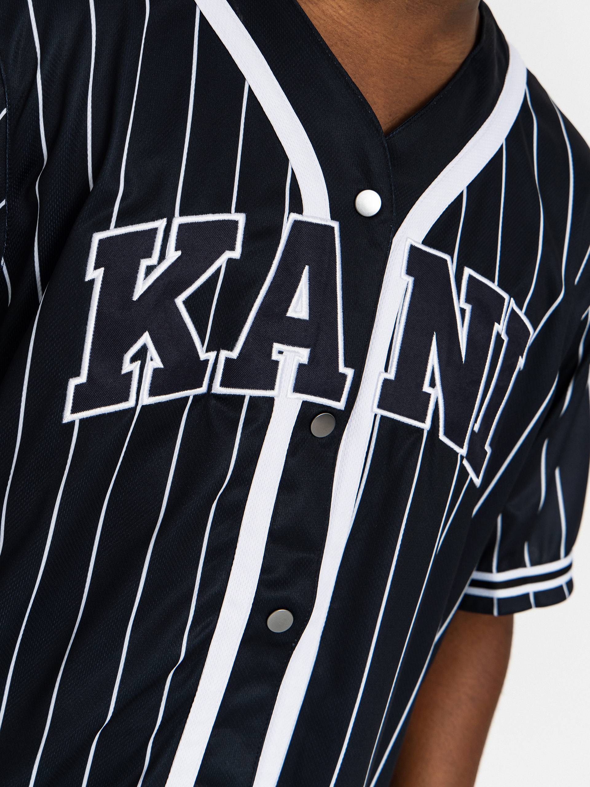 Сорочка Karl Kani Serif Pinstripe Baseball (black/white)