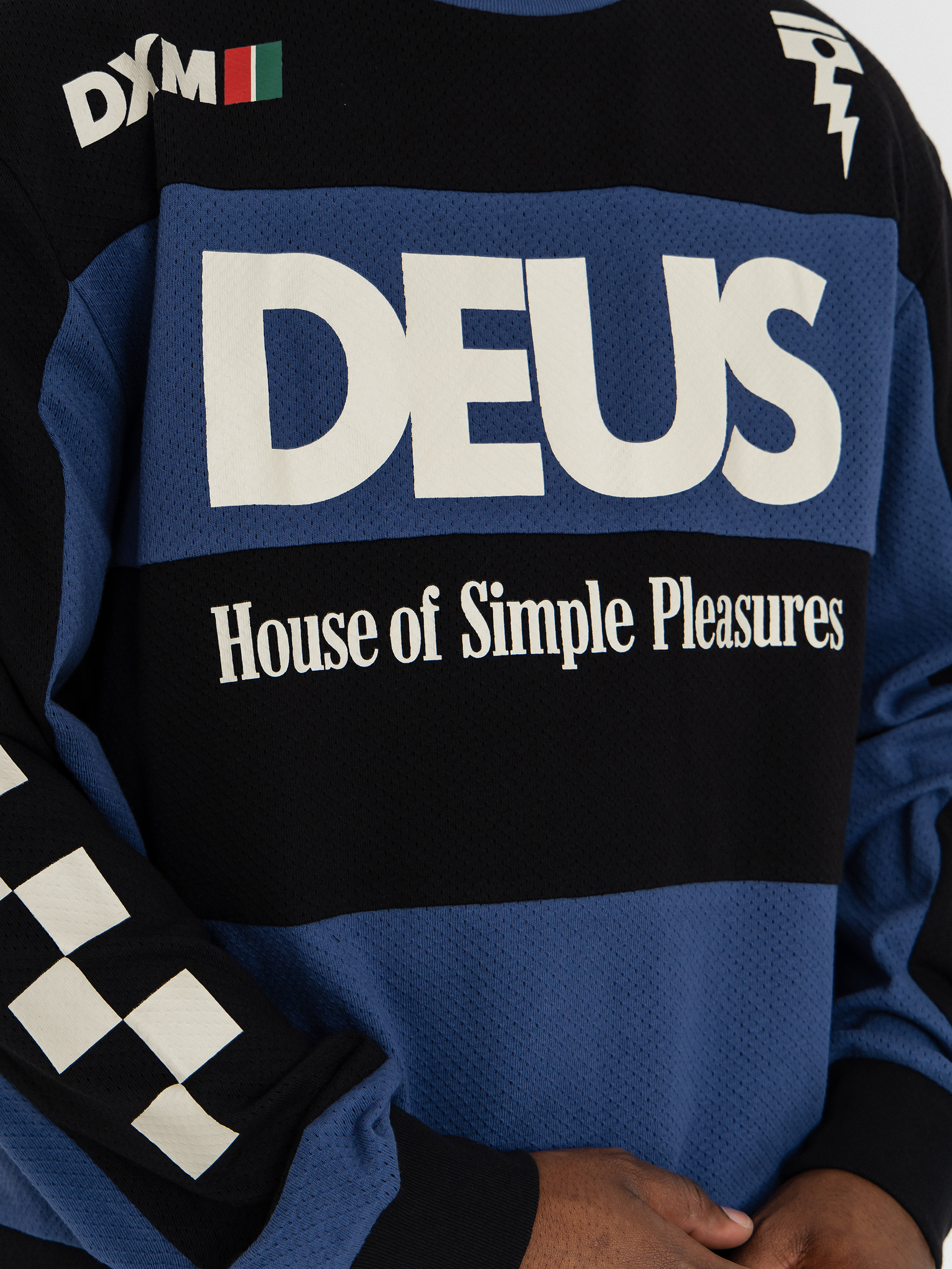 Лонгслів Deus Ex Machina Vilander Moto Jersey (mechanic blue combo)