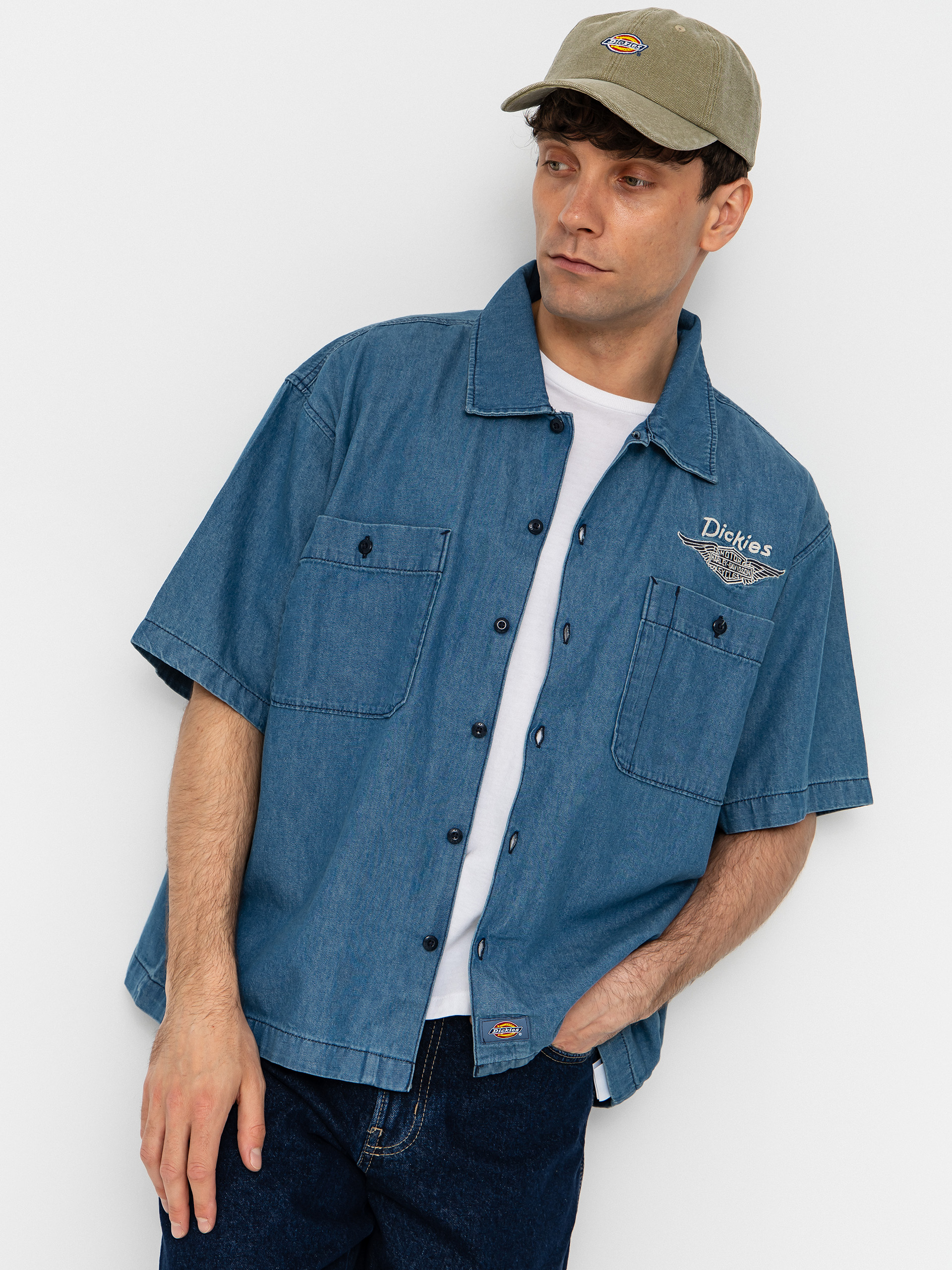 Сорочка Dickies X Harley Davidson Boxy Chambray Work (blue chambray)