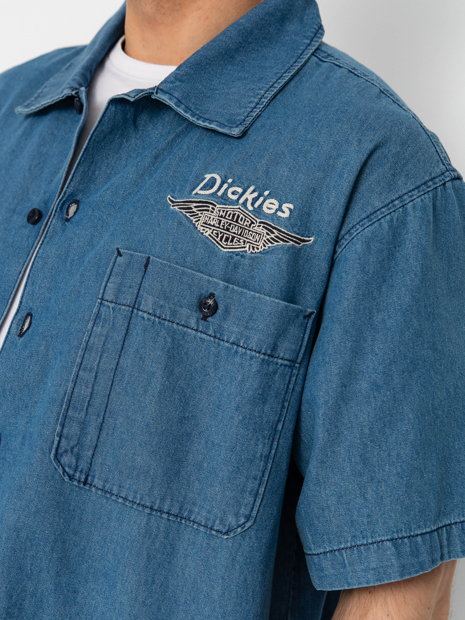 Сорочка Dickies X Harley Davidson Boxy Chambray Work (blue chambray)