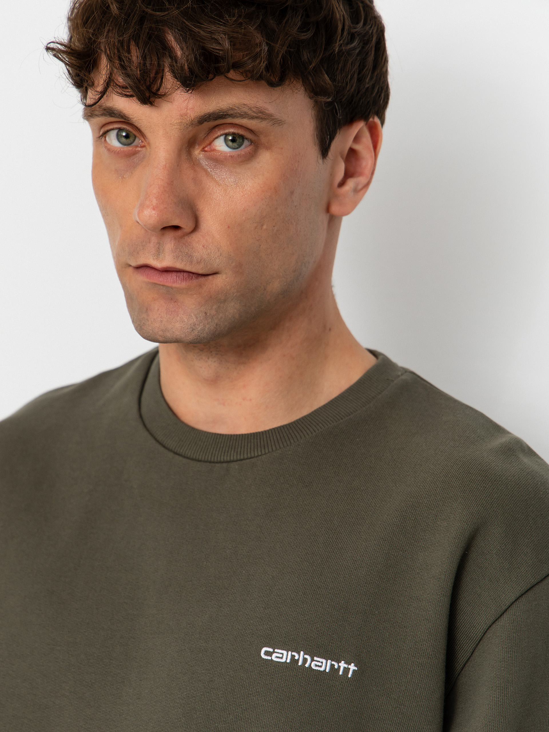 Світшот Carhartt WIP Script Embroidery (leaf/white)