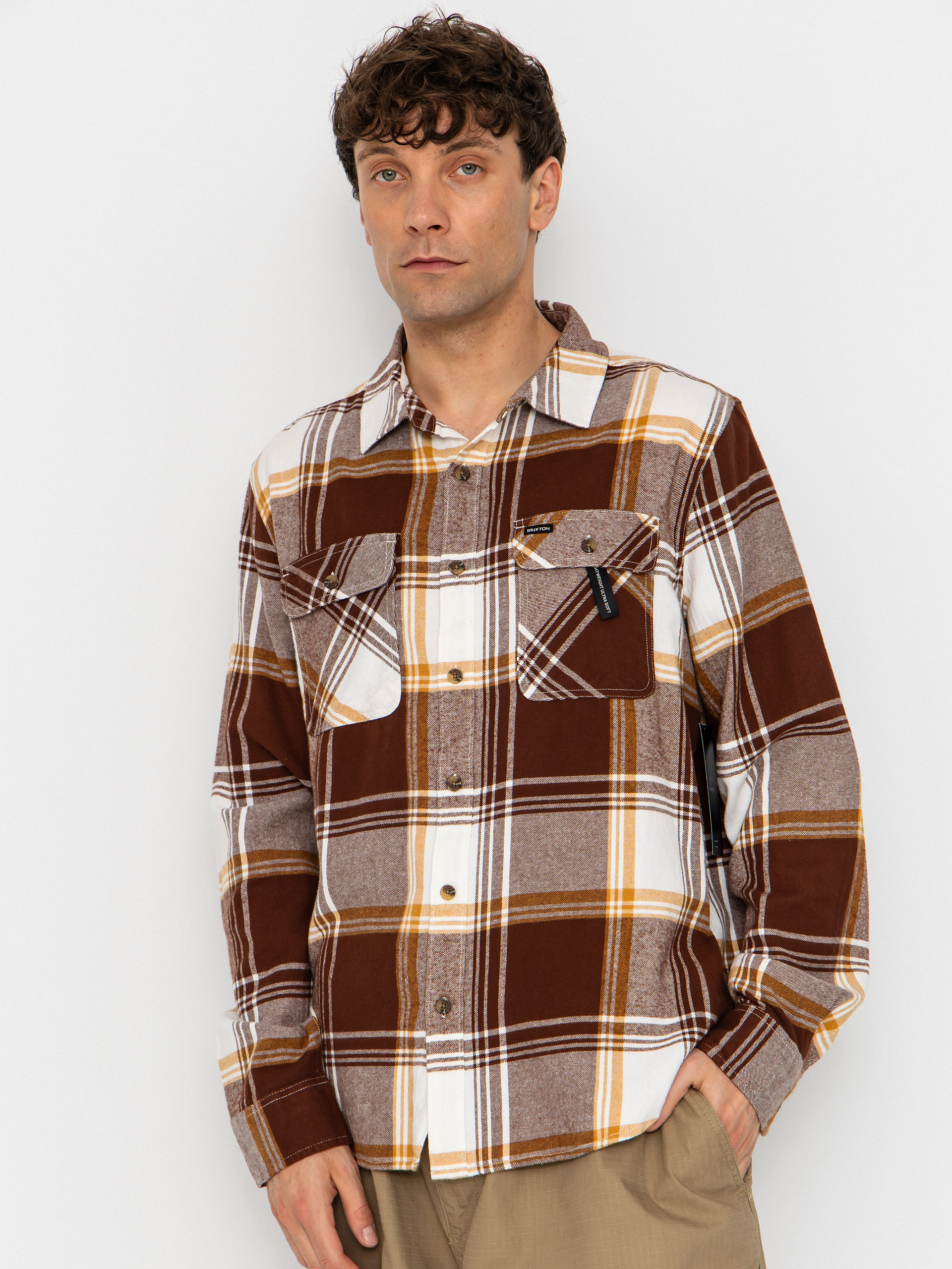 Сорочка Brixton Bowery Lw Ultra Flannel (chocolate/off white)
