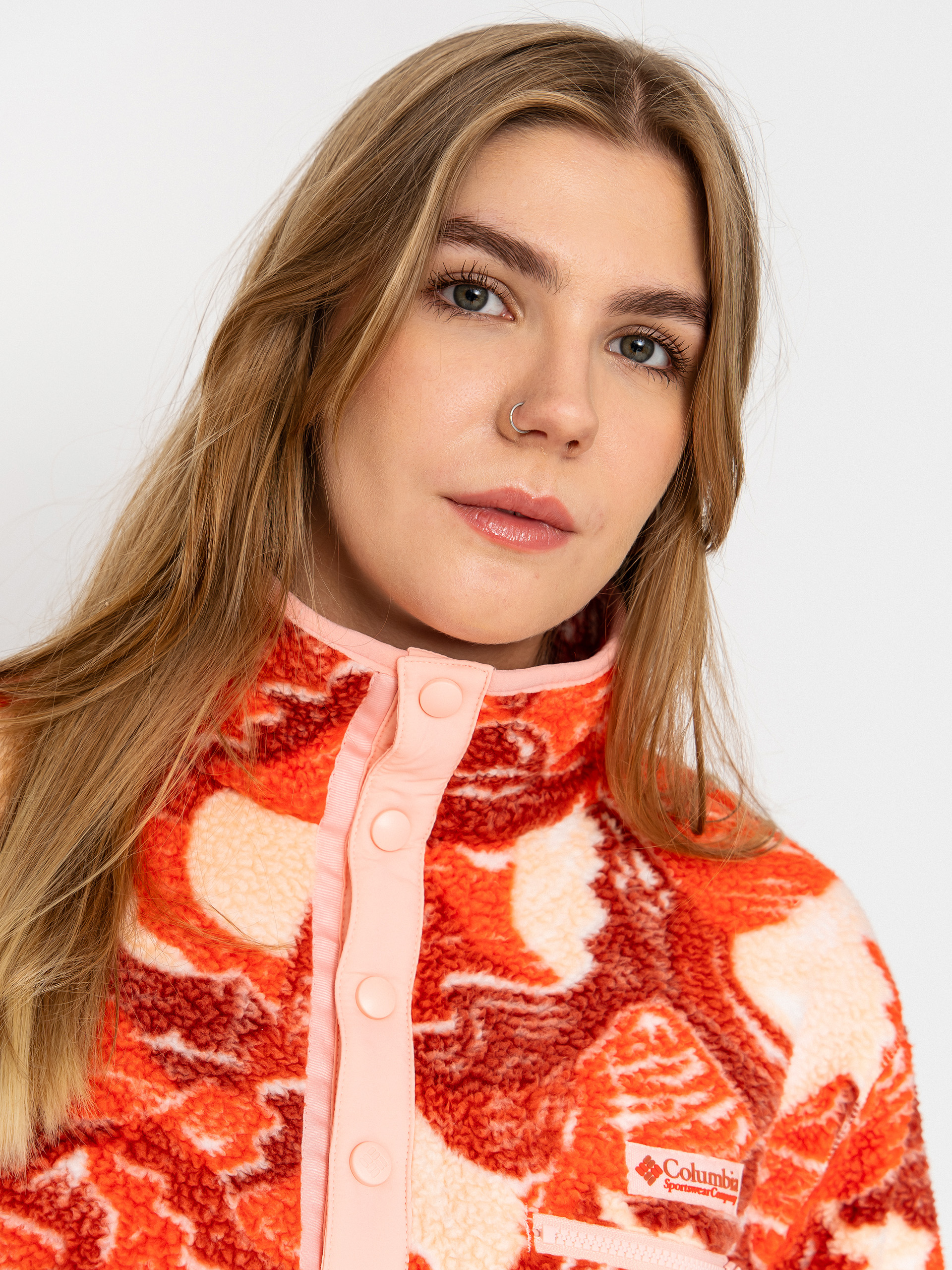 Жіночий Флісовий светр Columbia Helvetia II Printed Cropped Half Snap (poppy red/sunscape)
