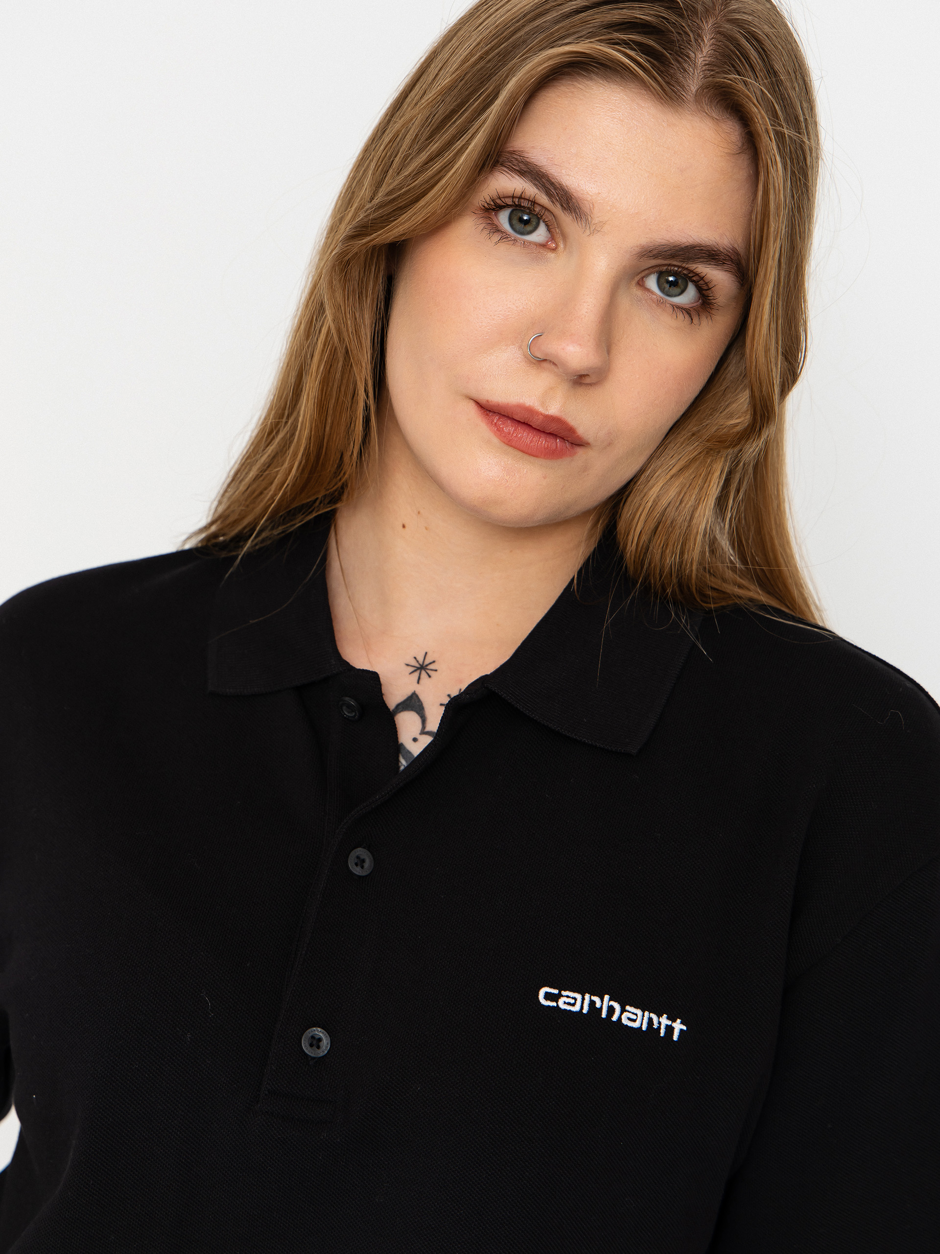 Футболка Carhartt WIP Script Polo Wmn (black/white)