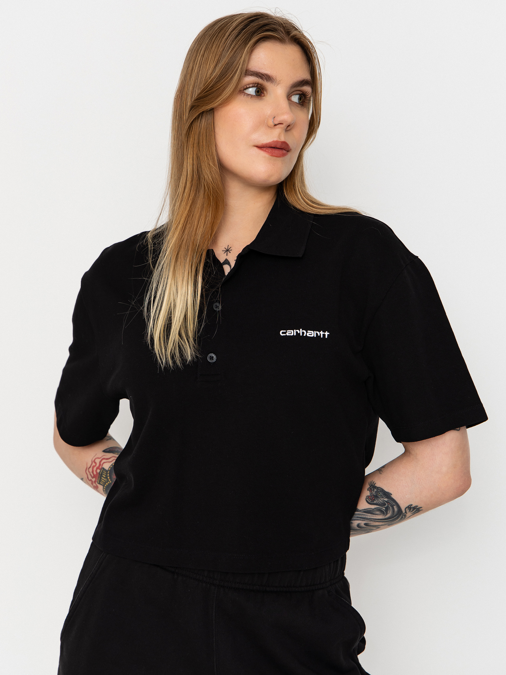 Футболка Carhartt WIP Script Polo Wmn (black/white)