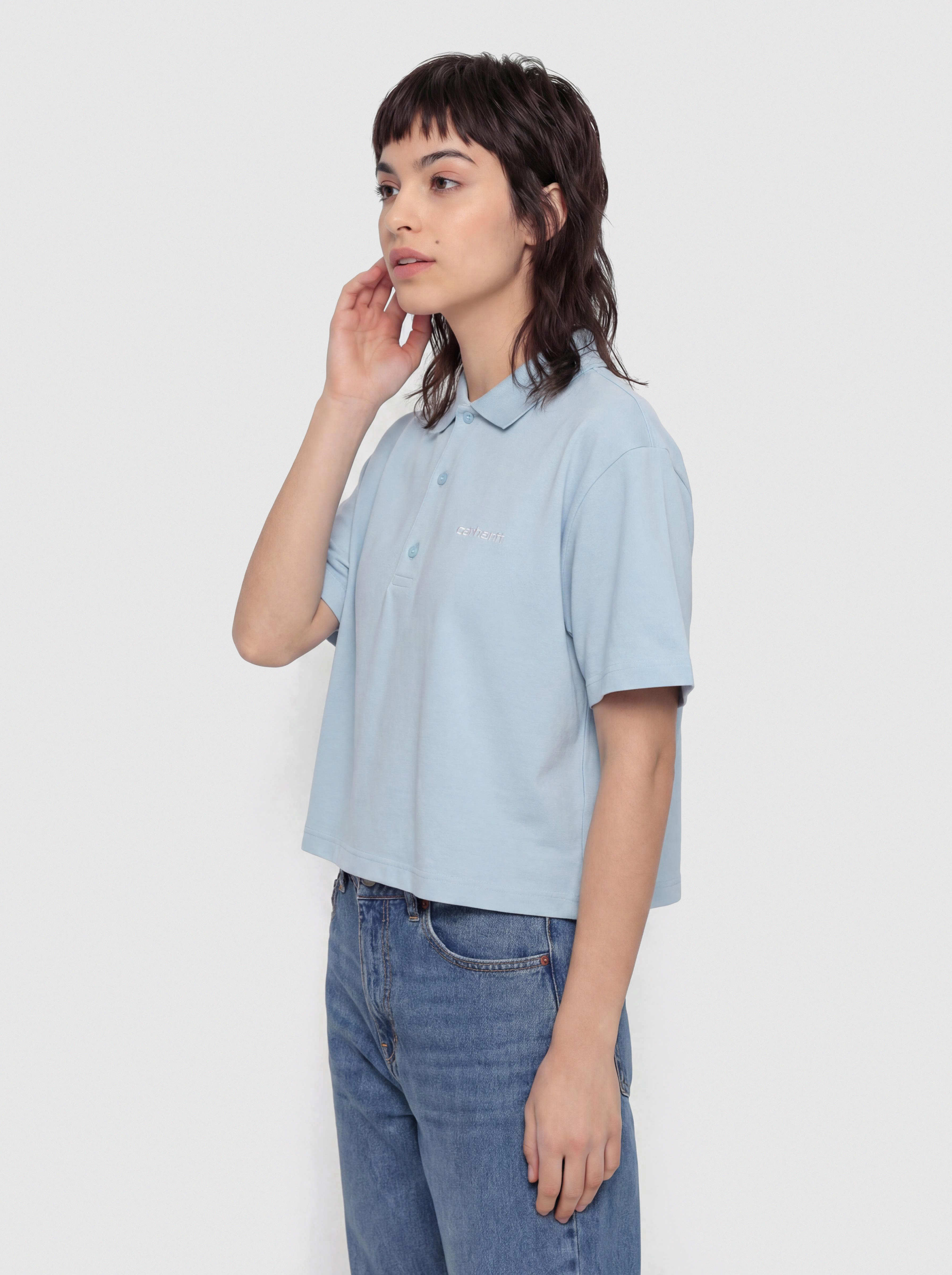 Футболка Carhartt WIP Script Polo Wmn (icaria/white)
