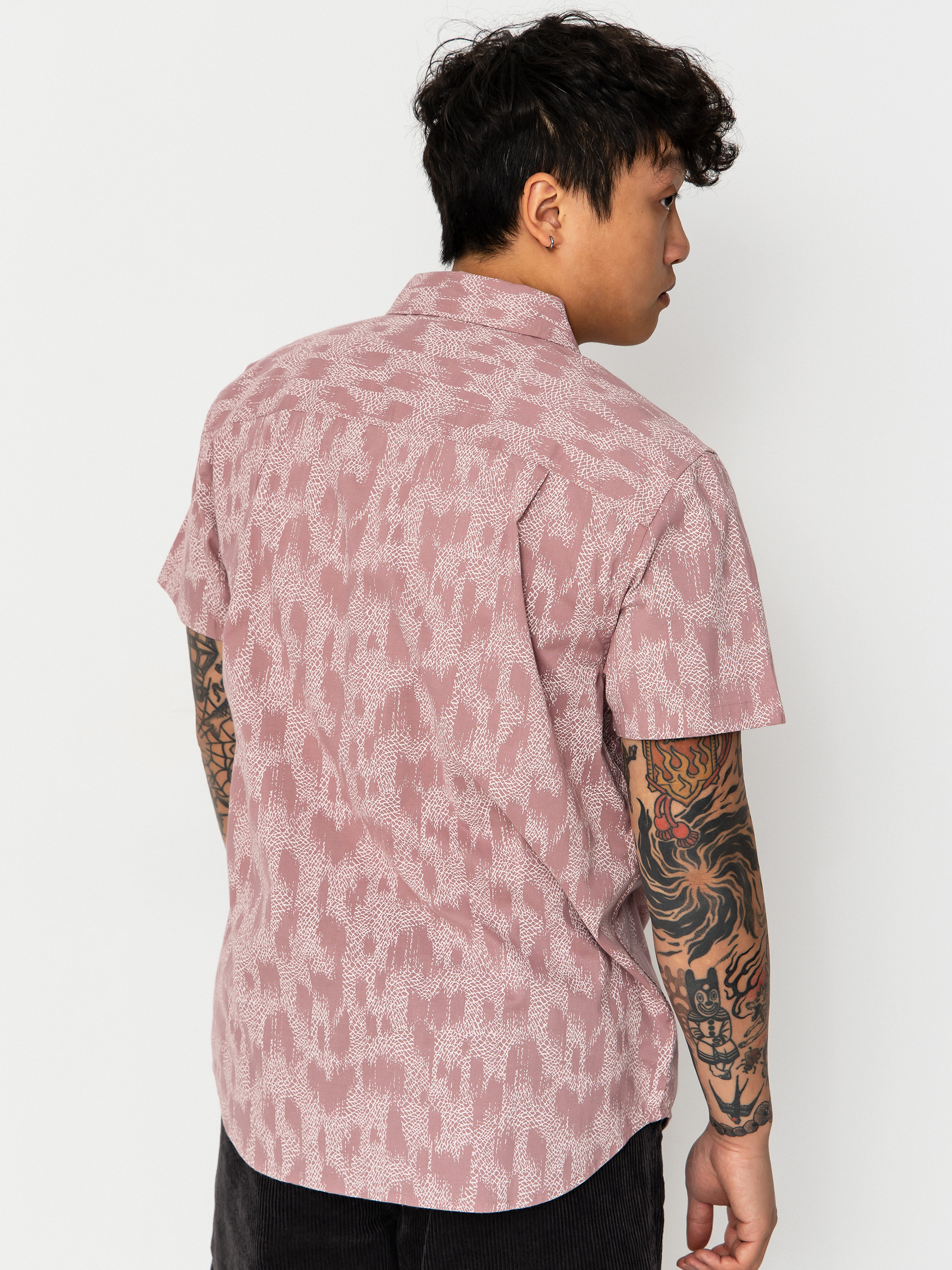 Сорочка Brixton Charter Print (dark pink/silver crackle paint)