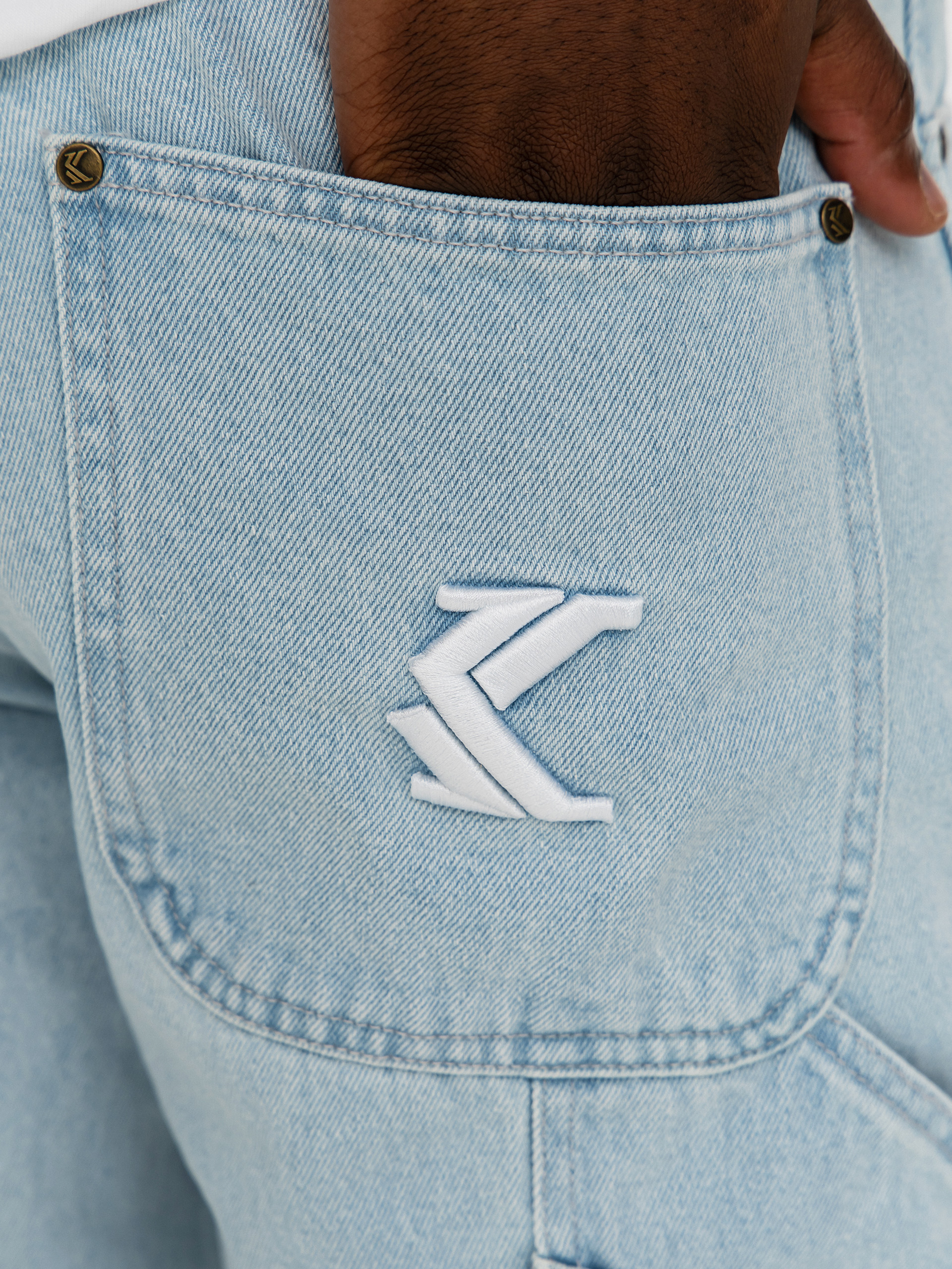 Штани Karl Kani Retro Tapered Workwear Denim (bleached blue)