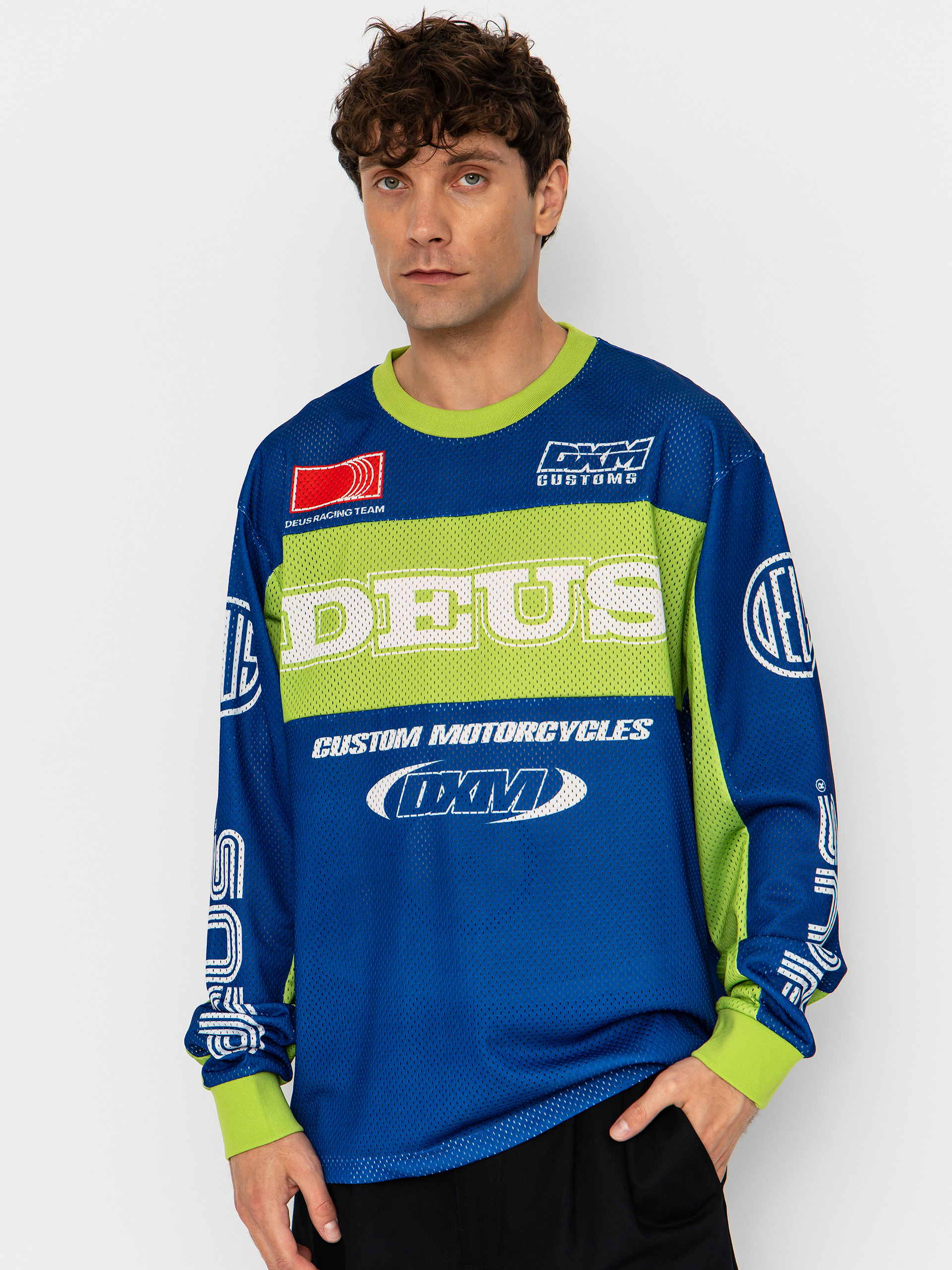 Sportowe Deus Ex Machina Longsleeve Step Out Moto Jersey (blue)