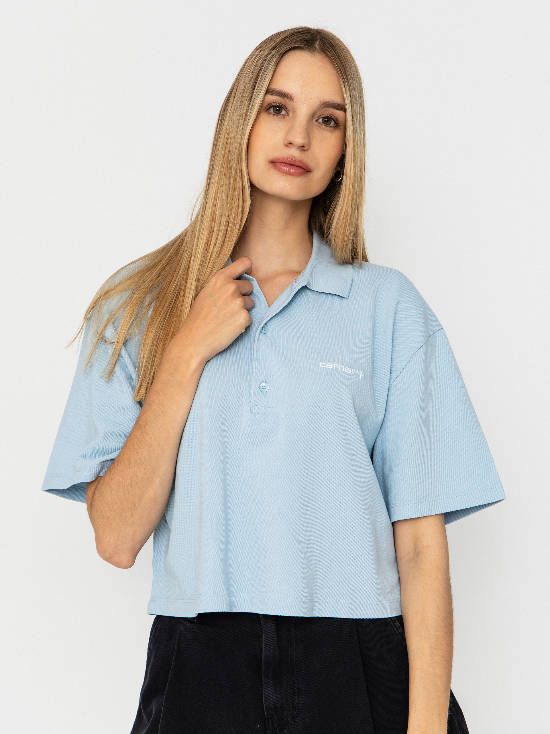 Футболка Carhartt WIP Script Polo Wmn (icaria/white)