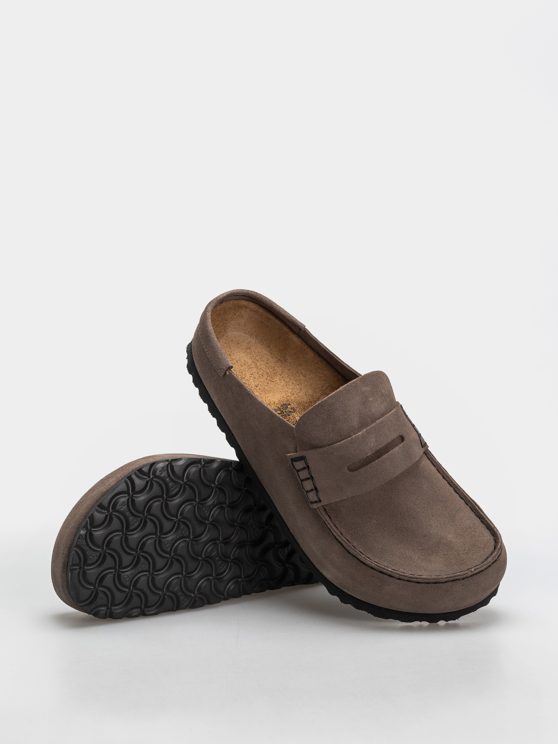 Шльопанці Birkenstock Naples Wrapped Suede Leather Regular (concrete gray)