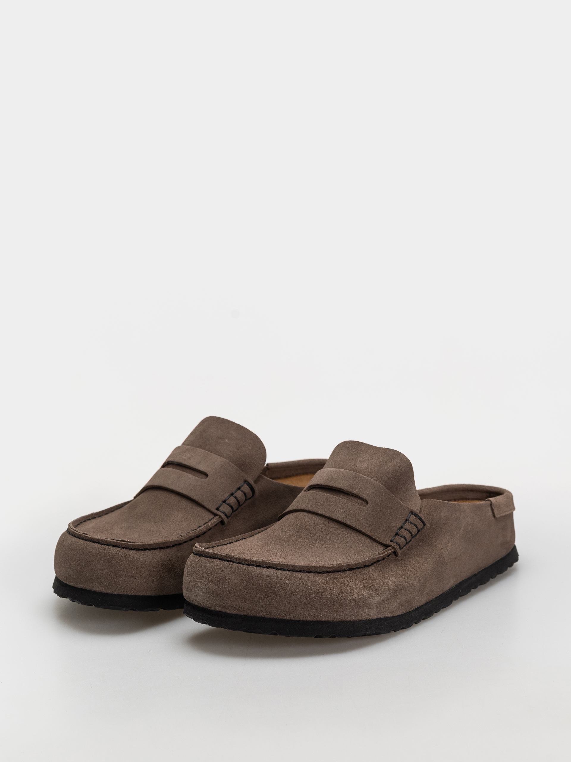Шльопанці Birkenstock Naples Wrapped Suede Leather Regular (concrete gray)