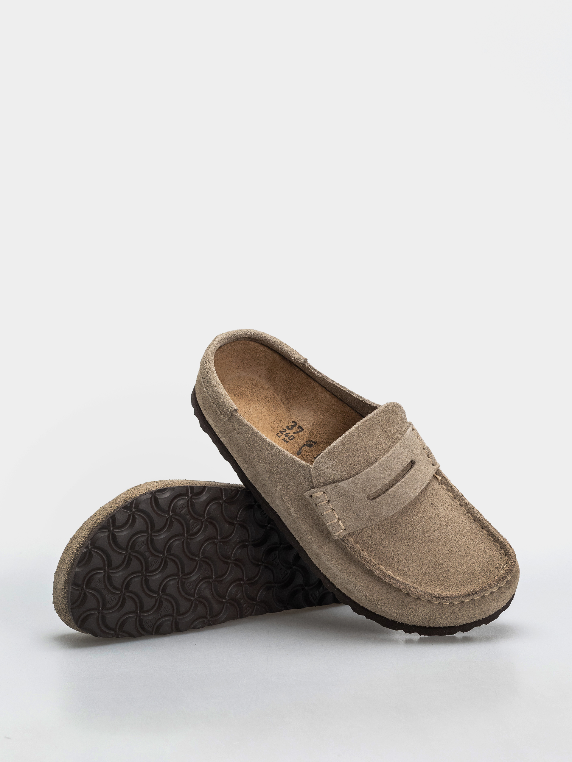 Шльопанці Birkenstock Naples Wrapped Suede Leather Narrow (taupe)