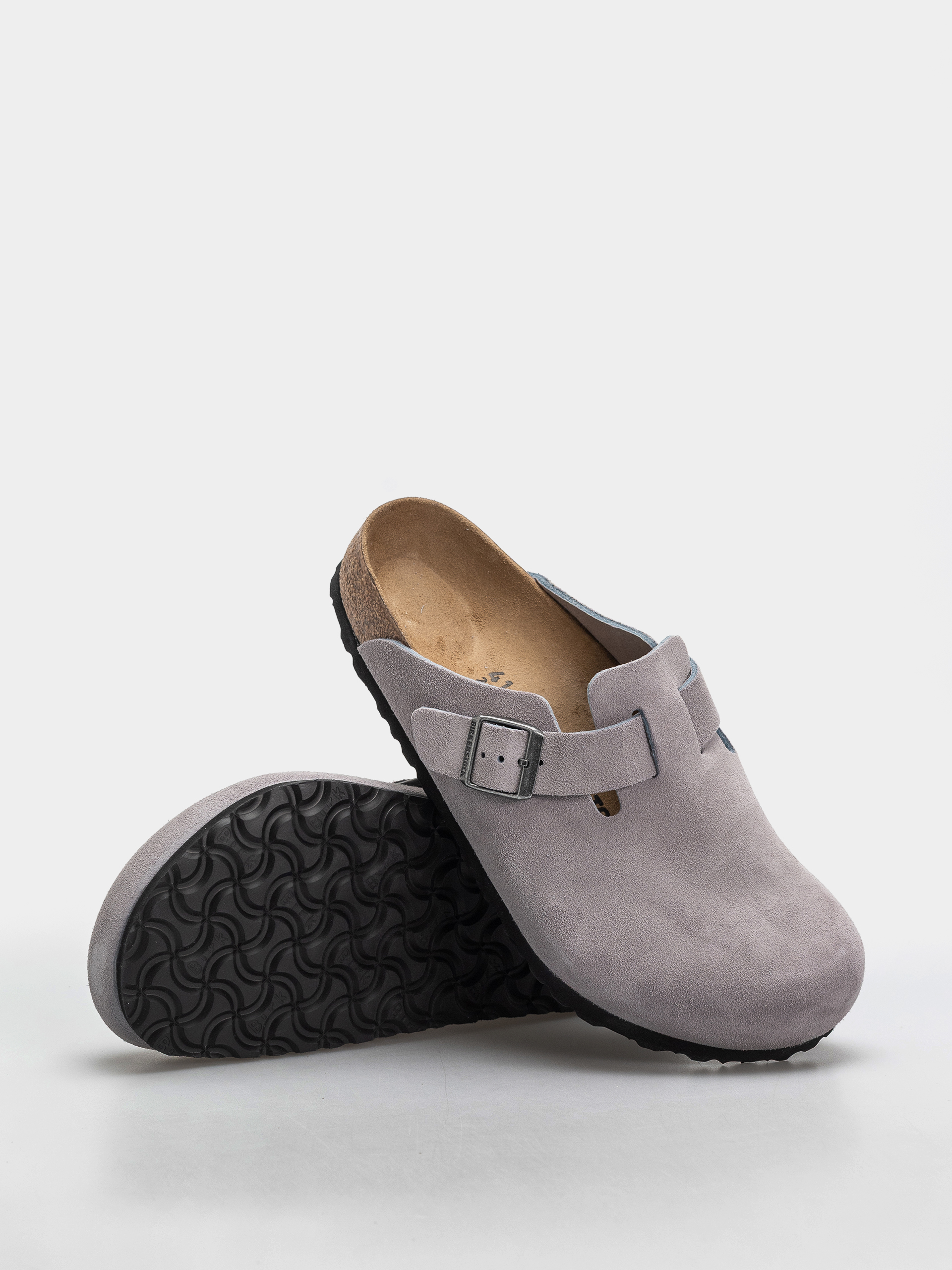 Шльопанці Birkenstock Boston Suede Leather Regular (lavender sky)