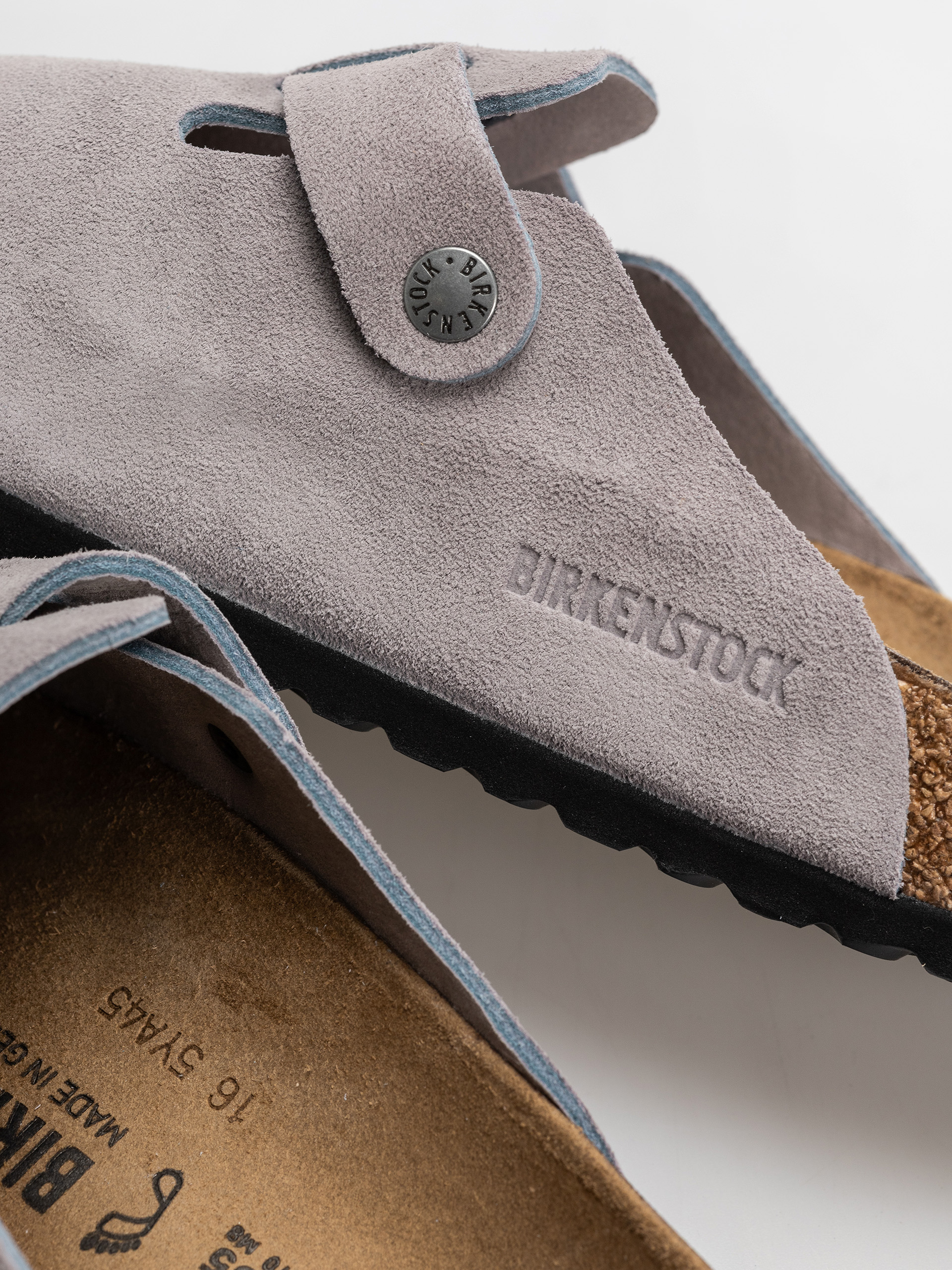 Шльопанці Birkenstock Boston Suede Leather Regular (lavender sky)