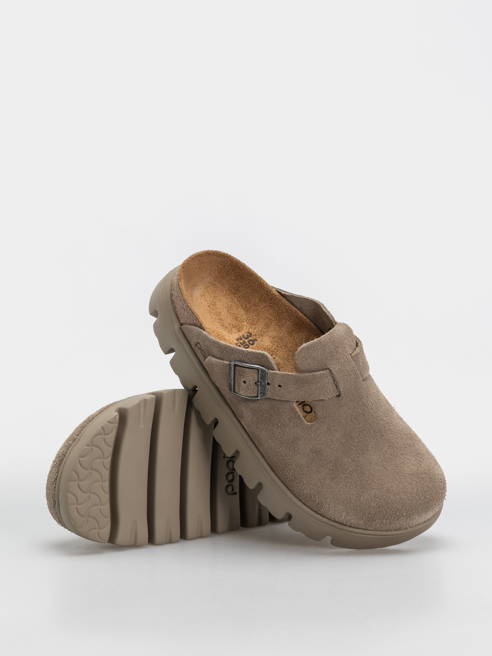 Шльопанці Birkenstock Boston Chunky Suede Leather Narrow Wmn (taupe)