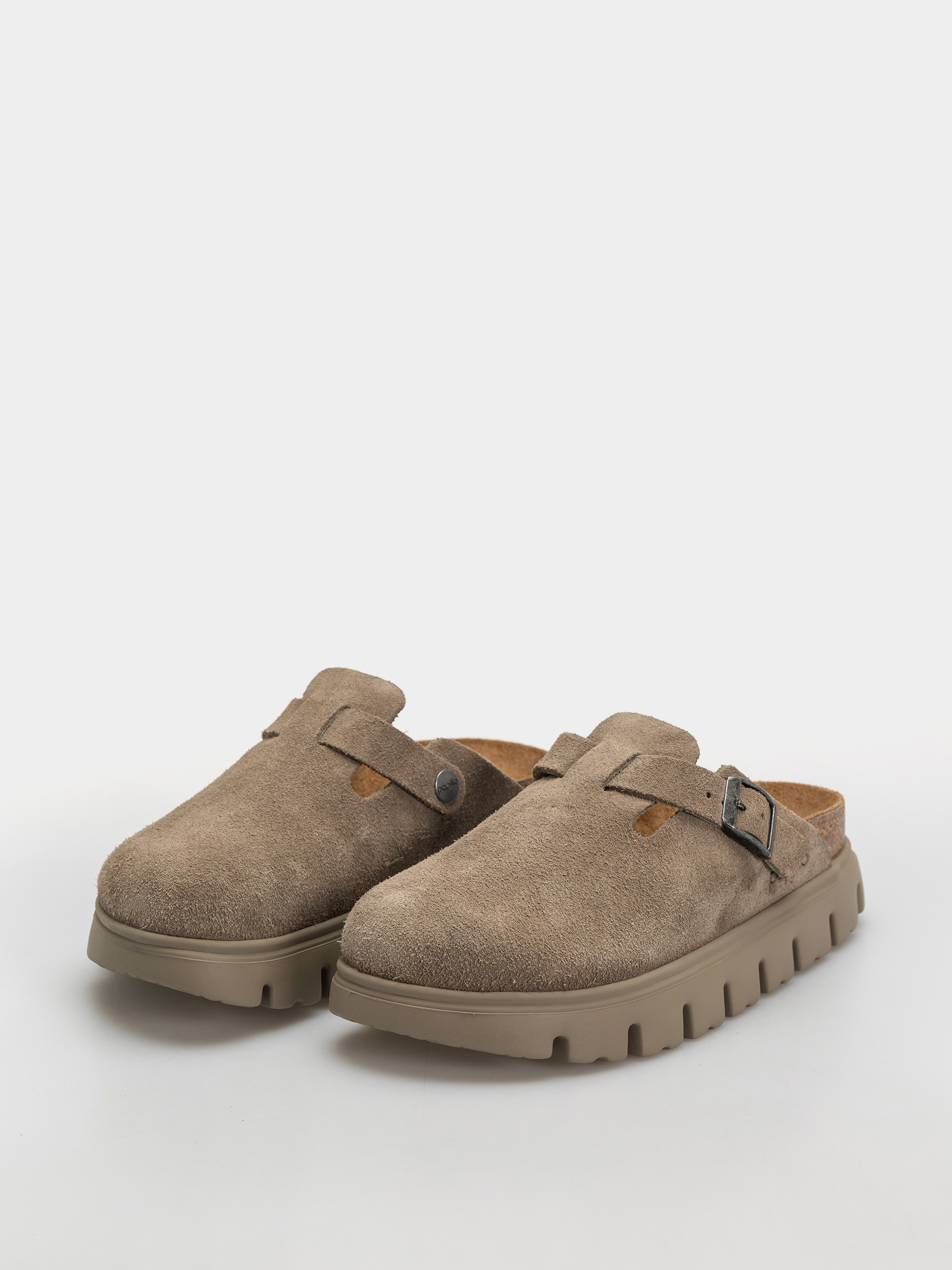 Шльопанці Birkenstock Boston Chunky Suede Leather Narrow Wmn (taupe)